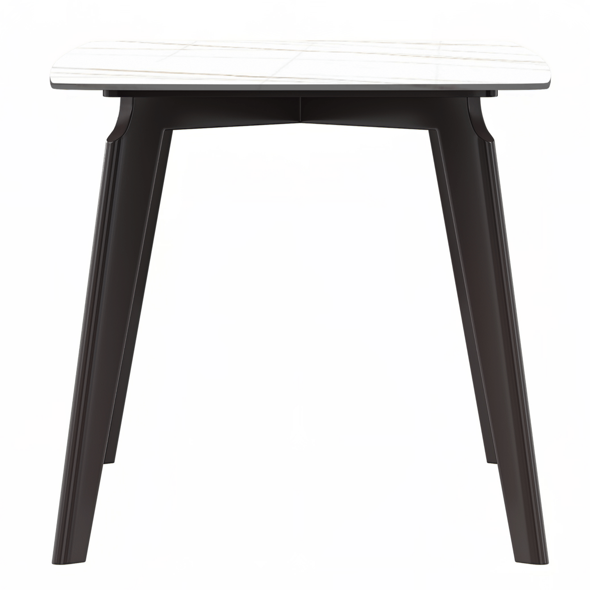 Leisuremod Dining Table Krevor Modern Dining Table with Rectangular Stone/Glass Wide Tabletop with Black Steel Legs