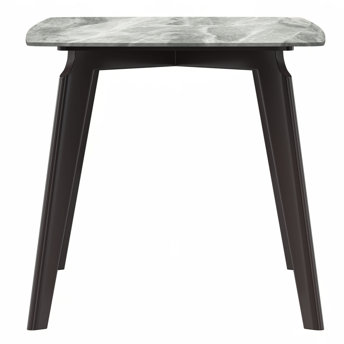 Leisuremod Dining Table Krevor Modern Dining Table with Rectangular Stone/Glass Wide Tabletop with Black Steel Legs