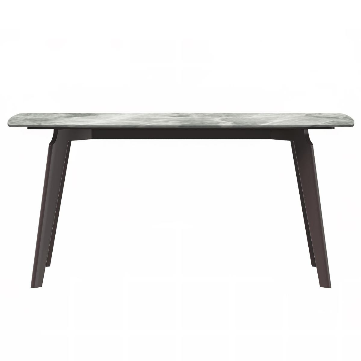 Leisuremod Dining Table Krevor Modern Dining Table with Rectangular Stone/Glass Wide Tabletop with Black Steel Legs