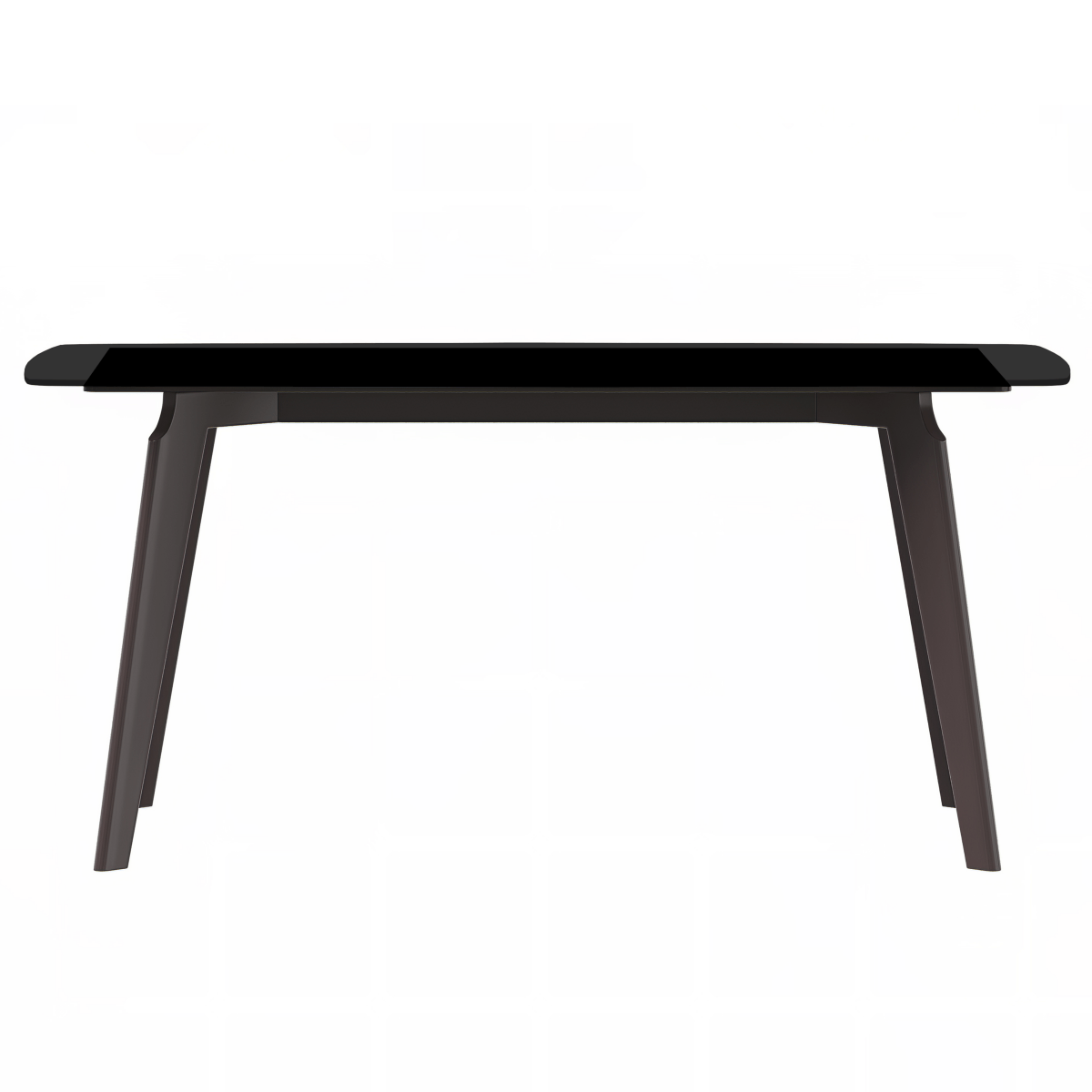 Leisuremod Dining Table Krevor Modern Dining Table with Rectangular Stone/Glass Wide Tabletop with Black Steel Legs