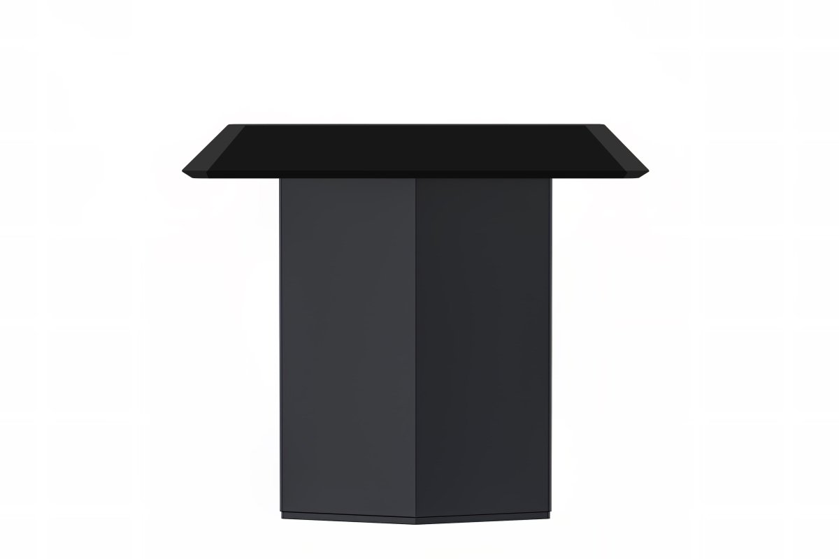 Leisuremod Dining Table Lior Dining Table Rectangular Glass/Sintered Stone Tabletop and Black Steel Legs