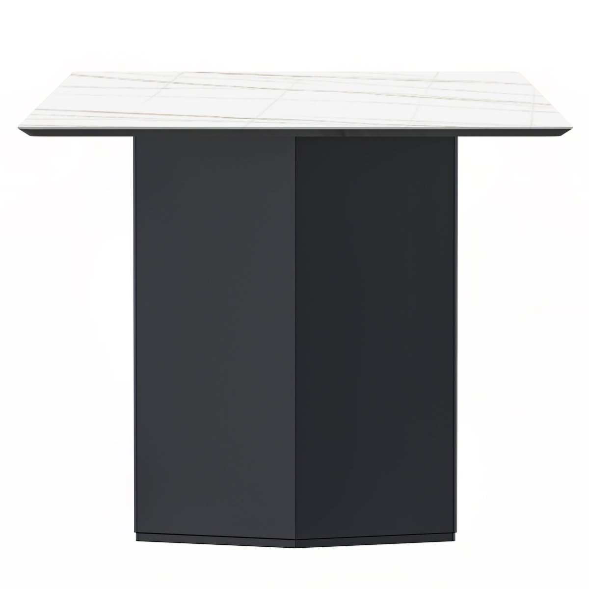 Leisuremod Dining Table Lior Dining Table Rectangular Glass/Sintered Stone Tabletop and Black Steel Legs