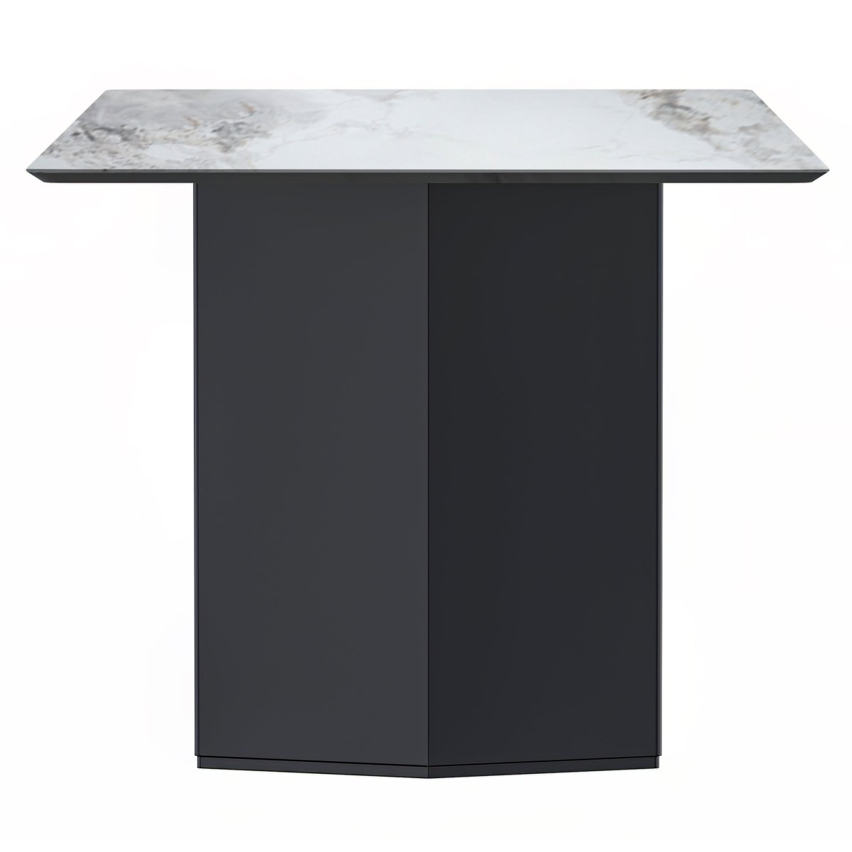 Leisuremod Dining Table Lior Dining Table Rectangular Glass/Sintered Stone Tabletop and Black Steel Legs