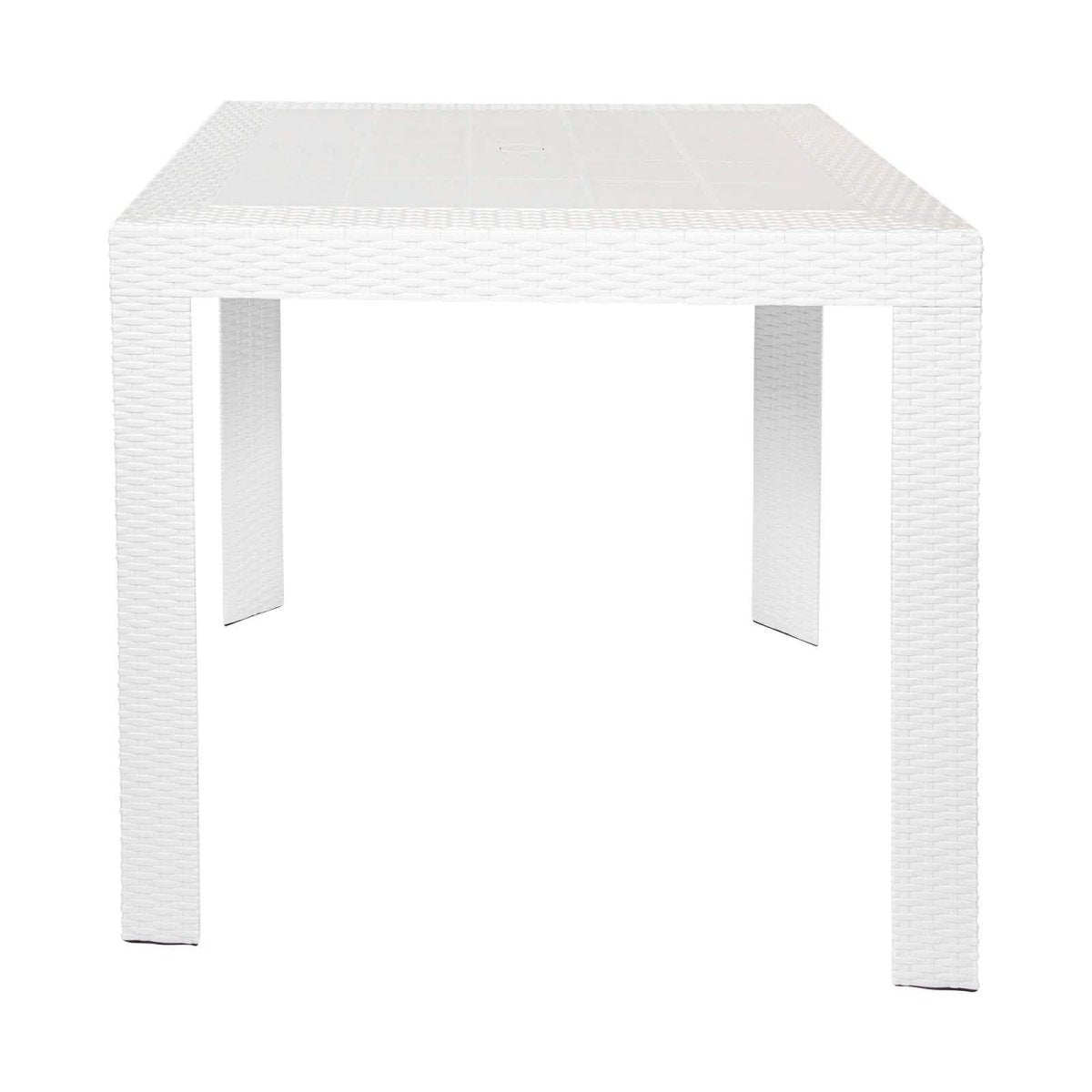 Mace Weave Design Square/Rectangular Dining Table in Polypropylene Plastic 31" Wide White Dining Table Leisuremod