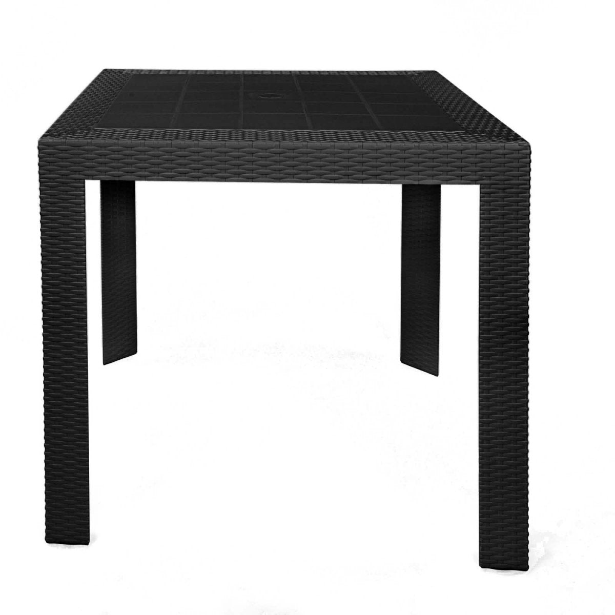Mace Weave Design Square/Rectangular Dining Table in Polypropylene Plastic 31" Wide Black Dining Table Leisuremod