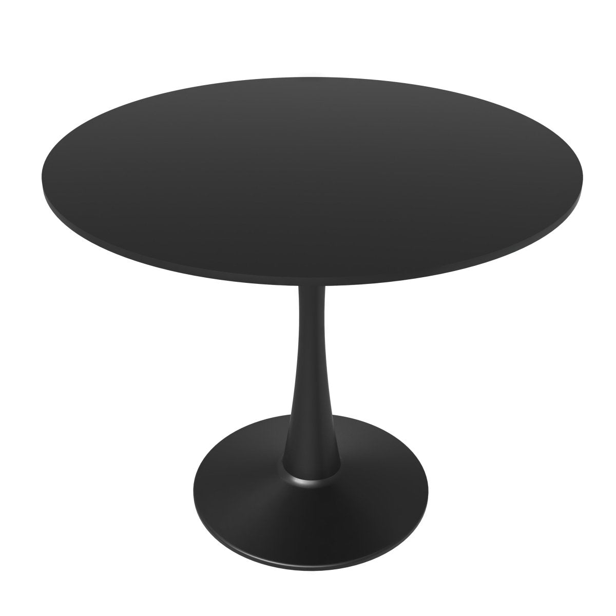 Leisuremod Dining Table MDF / 31 Inches / Black Bristol Round Dining Table with MDF/Sintered Stone/Glass Tabletop in Black Steel Base