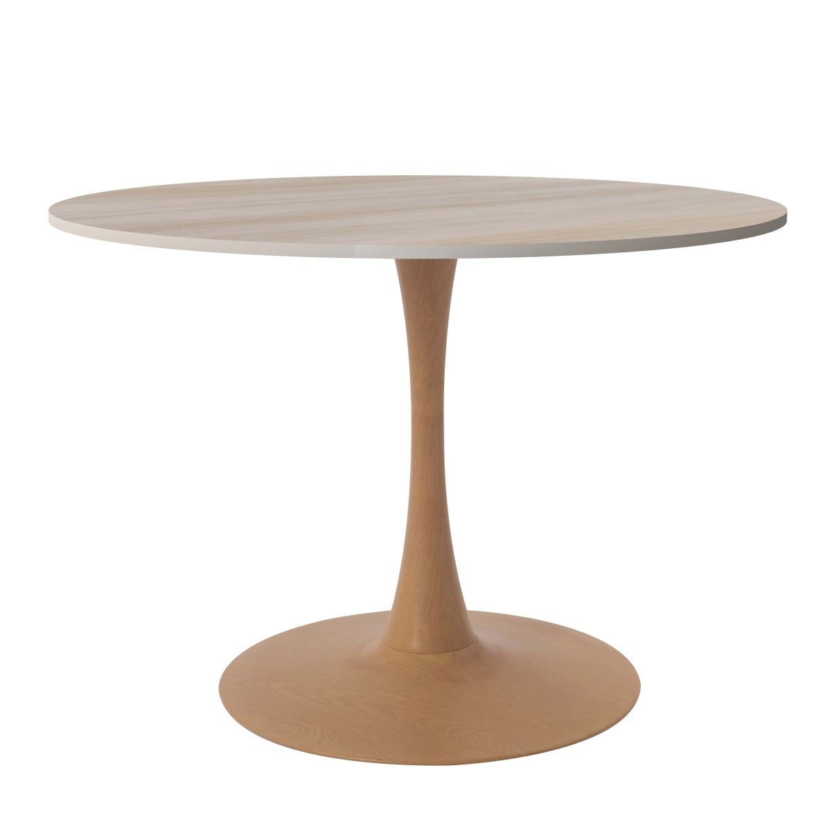 Leisuremod Dining Table Natural / 35" / Natural Wood Bristol 27"/31"/35"/40" Round Dining Table Wood Transfer Cherry/Natural/Walnut Base with Sintered Stone Table Top