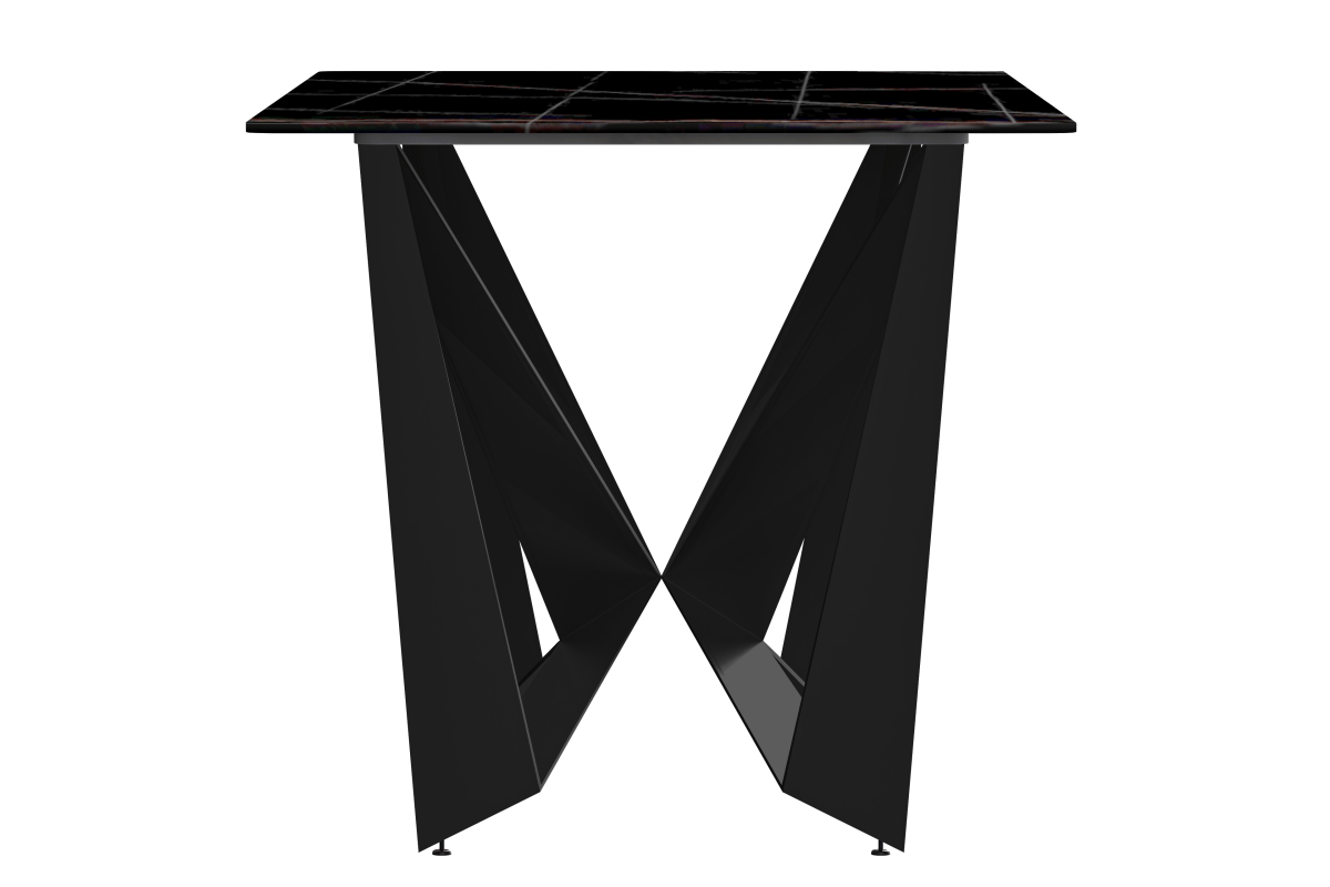 Leisuremod Dining Table Nuvor Dining Table with Rectangular Sintered Stone/Glass Tabletop and Black Steel Legs