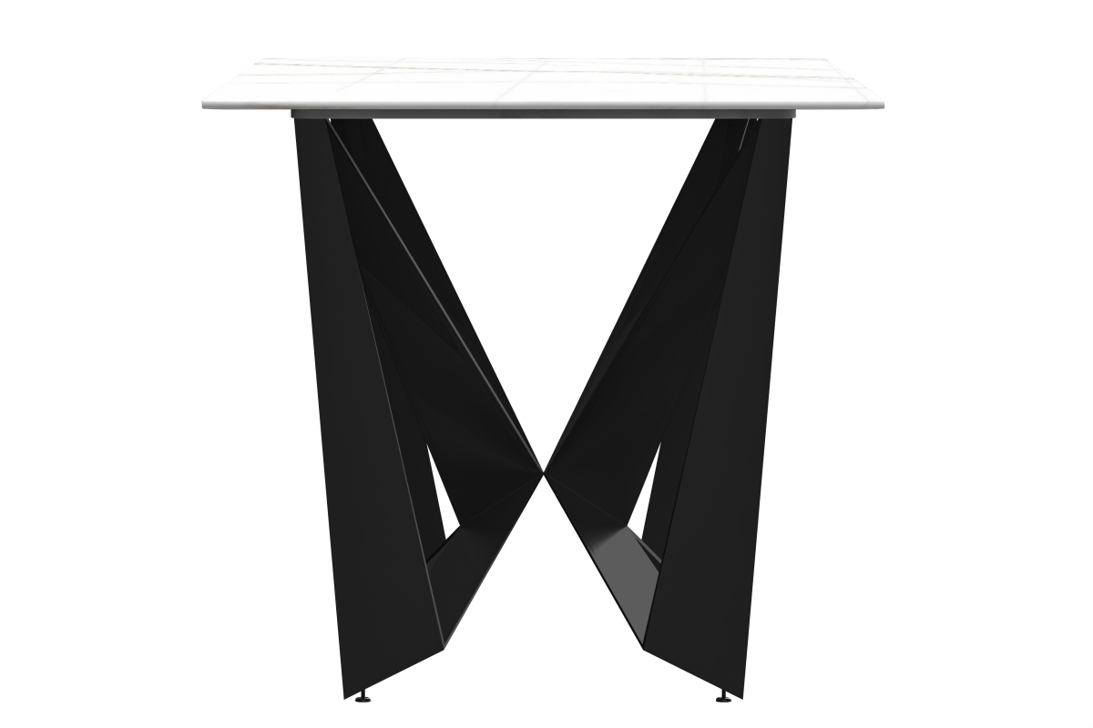 Leisuremod Dining Table Nuvor Dining Table with Rectangular Sintered Stone/Glass Tabletop and Black Steel Legs
