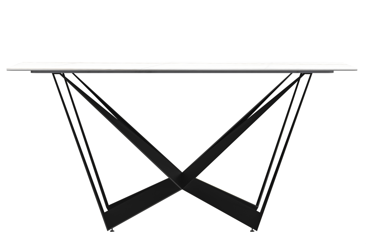 Leisuremod Dining Table Nuvor Dining Table with Rectangular Sintered Stone/Glass Tabletop and Black Steel Legs