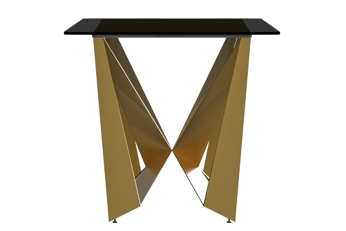 Nuvor Dining Table with Rectangular Sintered Stone/Glass Tabletop and Gold Steel Legs Dining Table Leisuremod
