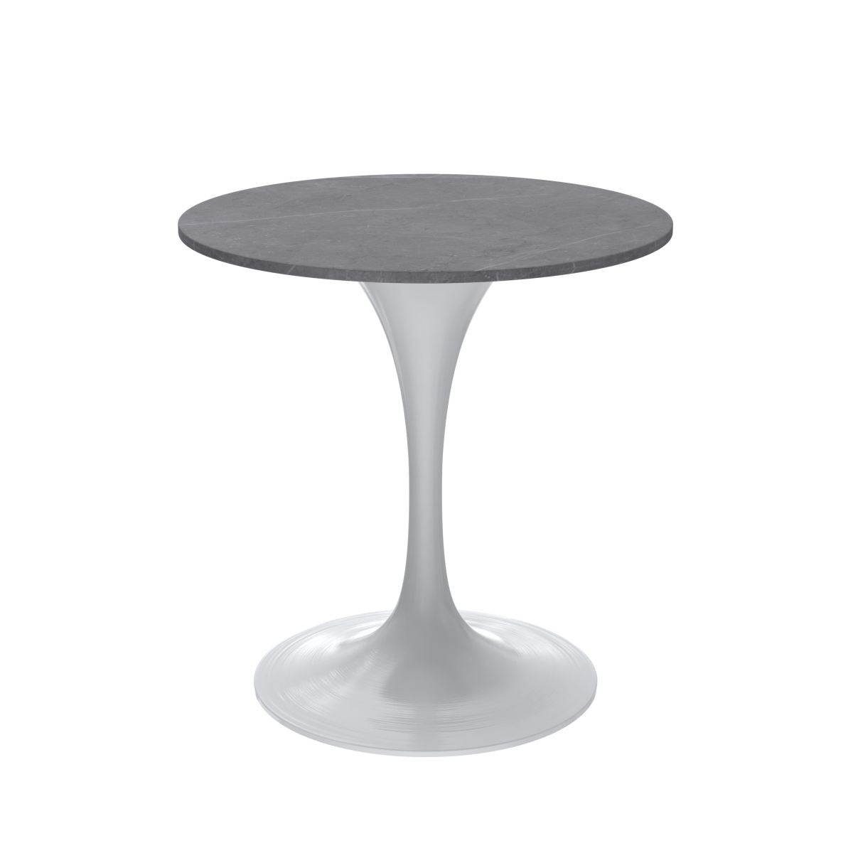 Leisuremod Dining Table Sintered Stone / 27 Inch / Grey Verve Round Dining Table with MDF/Sintered Stone/Resin Tabletop in White Stainless Steel Pedestal Base