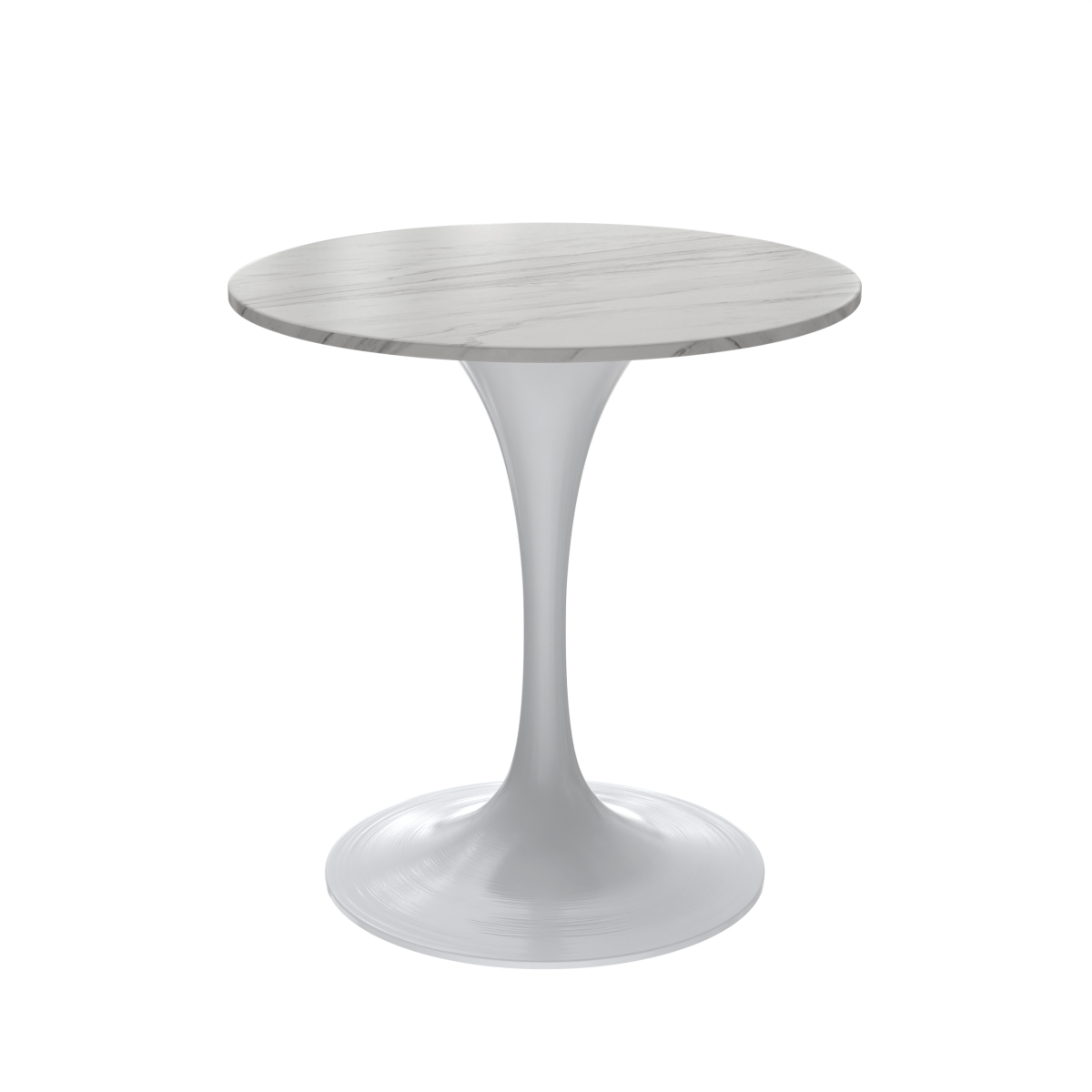 Leisuremod Dining Table Sintered Stone / 27 Inch / White Verve Round Dining Table with MDF/Sintered Stone/Resin Tabletop in White Stainless Steel Pedestal Base
