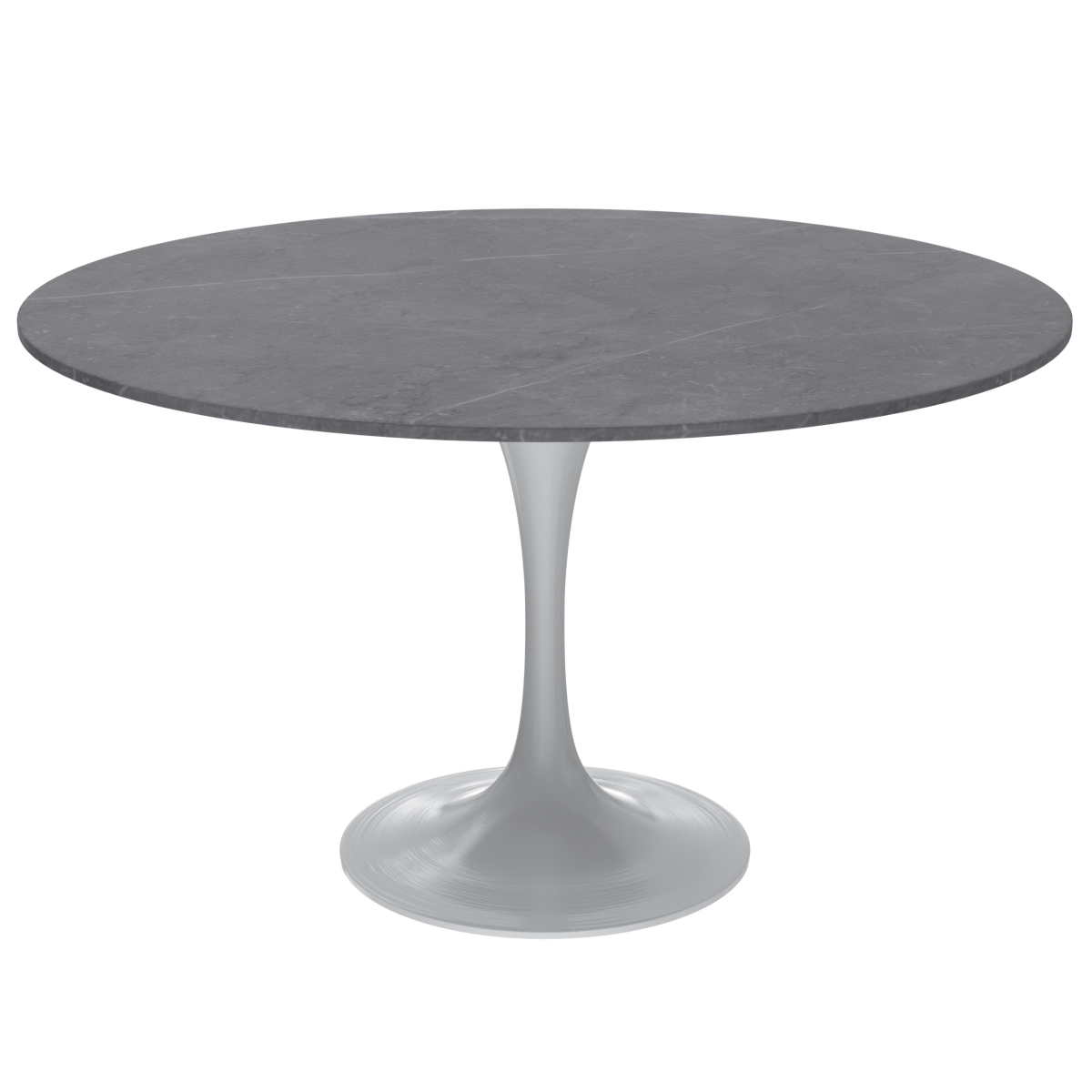 Leisuremod Dining Table Sintered Stone / 48 Inch / Grey Verve Round Dining Table with MDF/Sintered Stone/Resin Tabletop in White Stainless Steel Pedestal Base