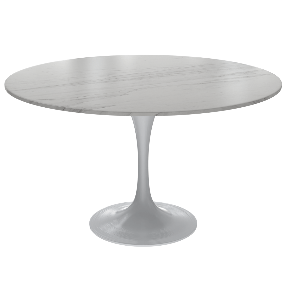 Leisuremod Dining Table Sintered Stone / 48 Inch / White Verve Round Dining Table with MDF/Sintered Stone/Resin Tabletop in White Stainless Steel Pedestal Base