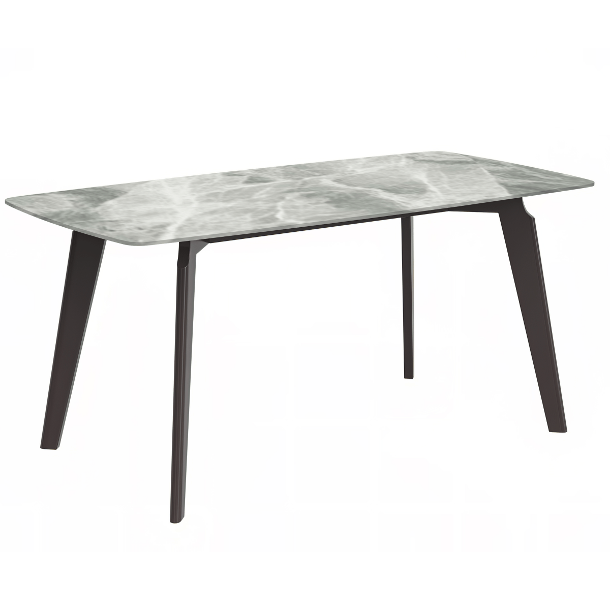 Leisuremod Dining Table Sintered Stone / 62 Inches Wide / Light Grey Krevor Modern Dining Table with Rectangular Stone/Glass Wide Tabletop with Black Steel Legs