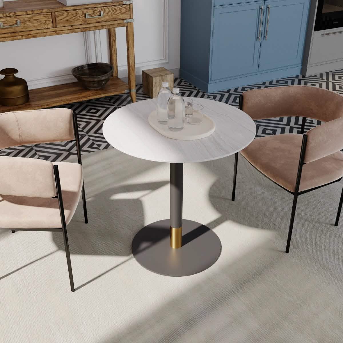 Leisuremod Dining Table Vail Collection Dining Table Black/Gold Base With 27"/36" Round Black MDF Top