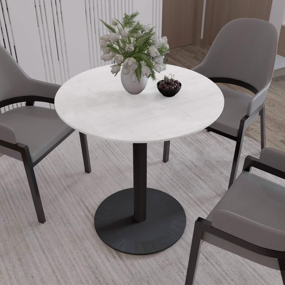 Leisuremod Dining Table Vail Collection Dining Table Black/Gold Base With 27"/36" Round Black MDF Top