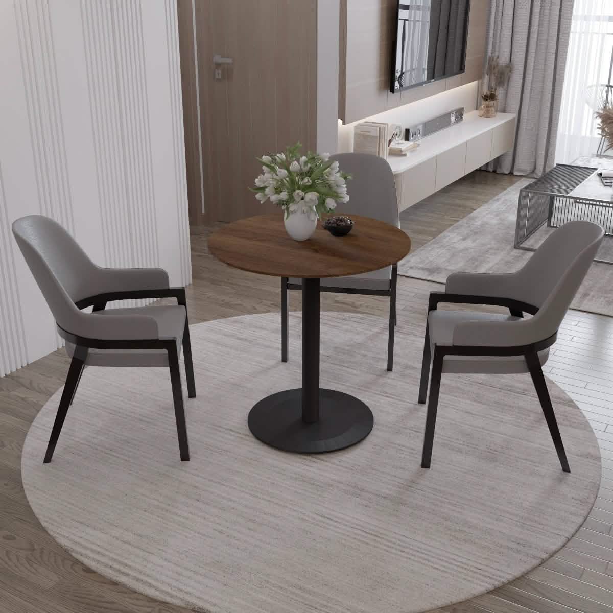 Leisuremod Dining Table Vail Collection Dining Table Black/Gold Base With 27"/36" Round Black MDF Top