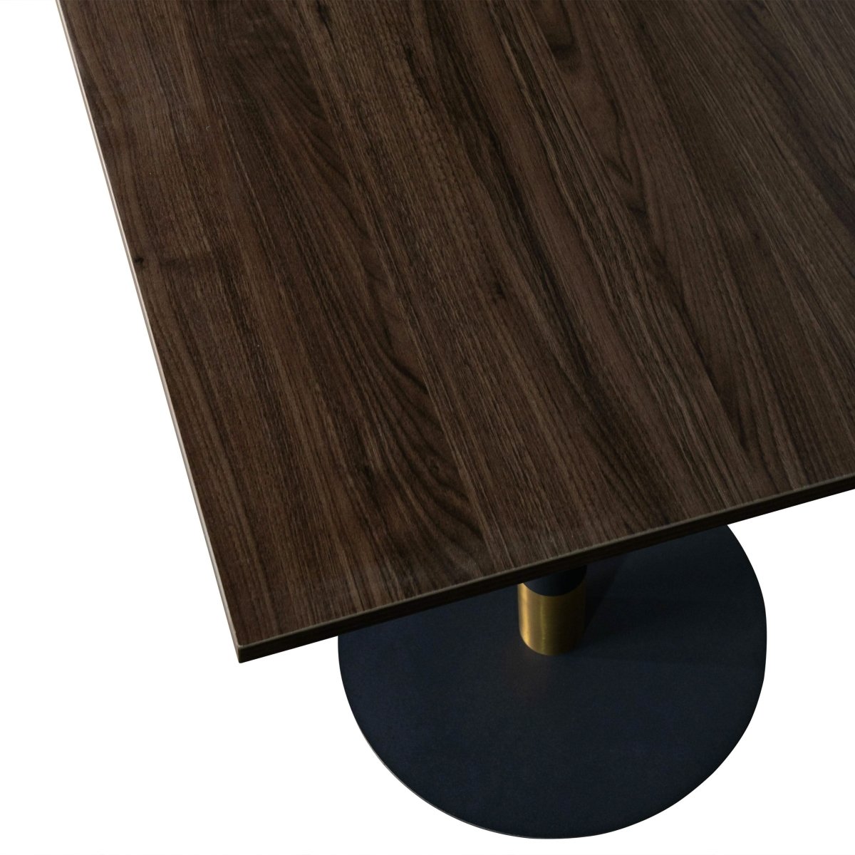 Leisuremod Dining Table Vail Collection Dining Table Black/Gold Round Base With 24" Square Black MDF Top
