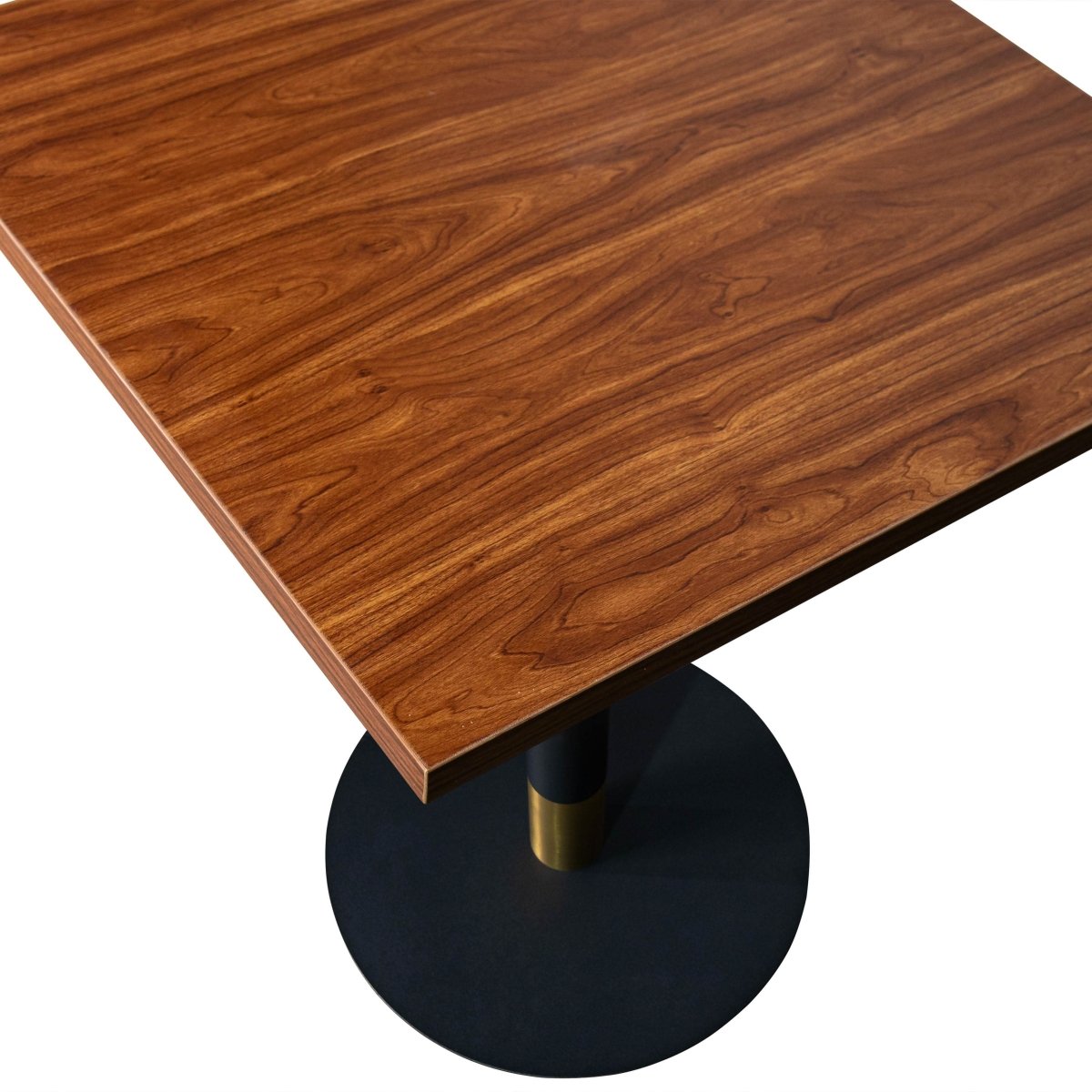 Leisuremod Dining Table Vail Collection Dining Table Black/Gold Round Base With 24" Square Black MDF Top