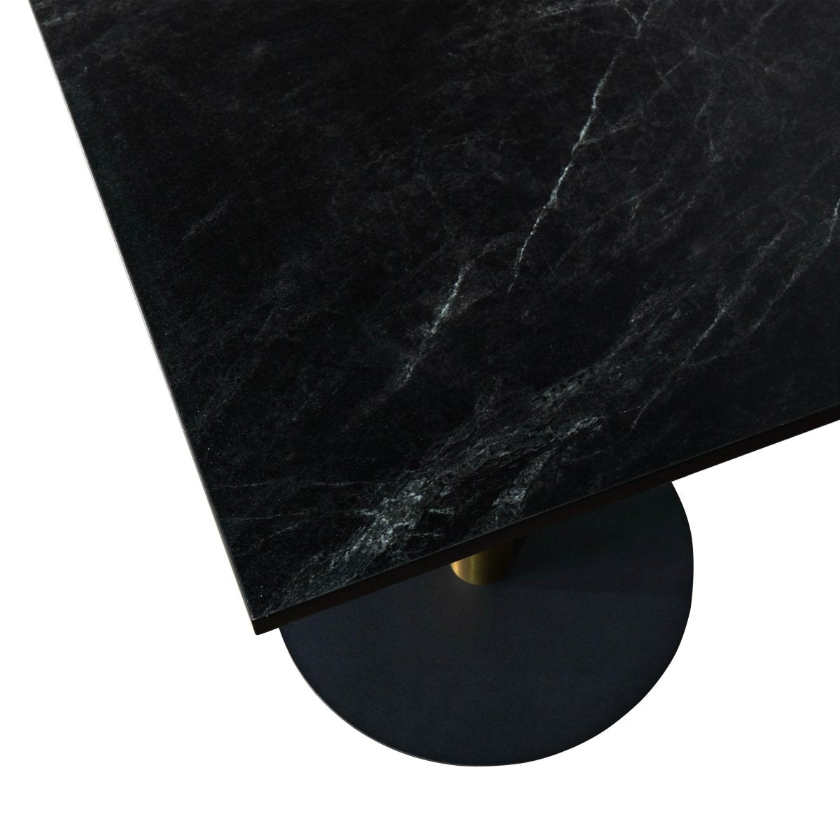 Leisuremod Dining Table Vail Collection Dining Table Black/Gold Round Base With 24" Square Black MDF Top