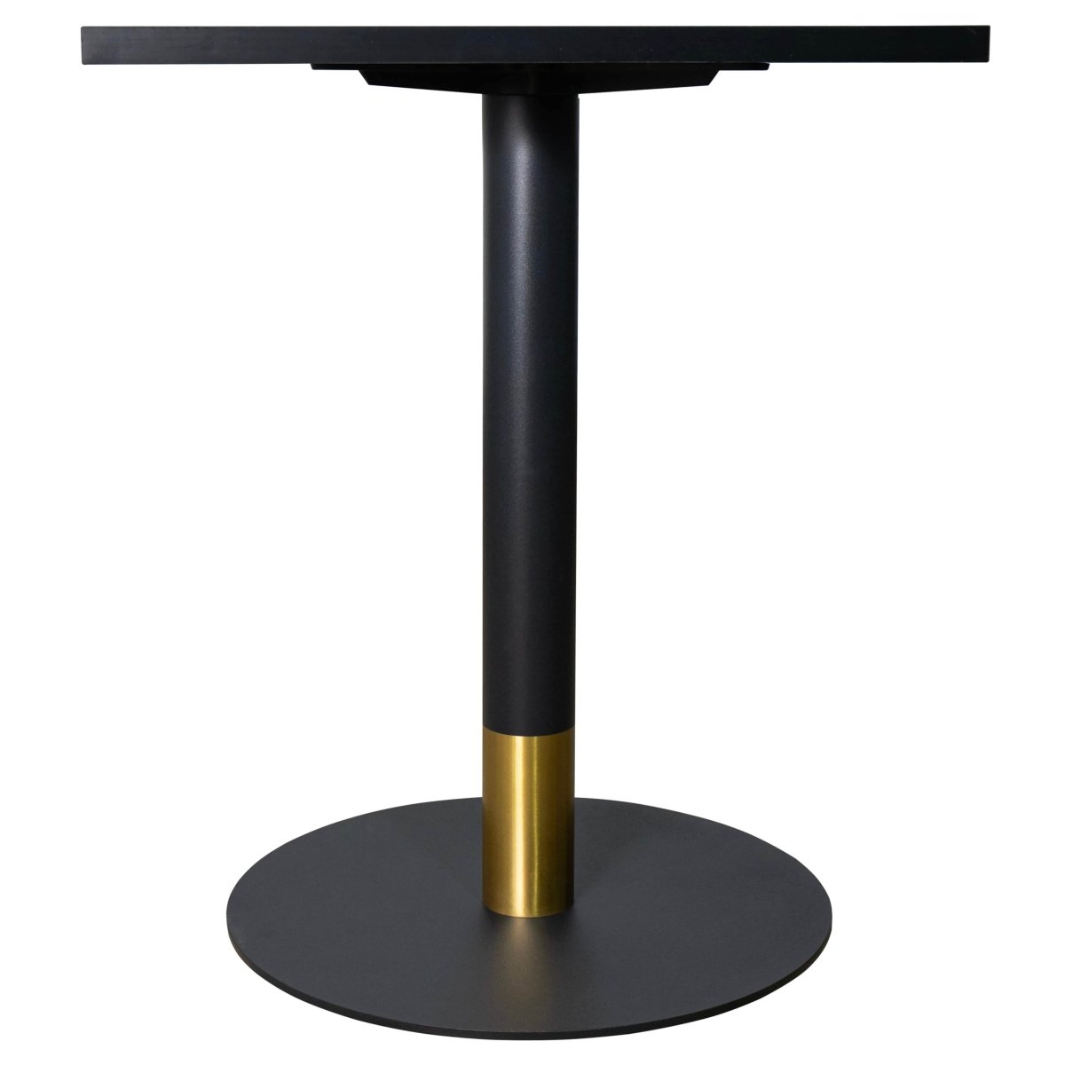 Leisuremod Dining Table Vail Collection Dining Table Black/Gold Round Base With 24" Square Black MDF Top
