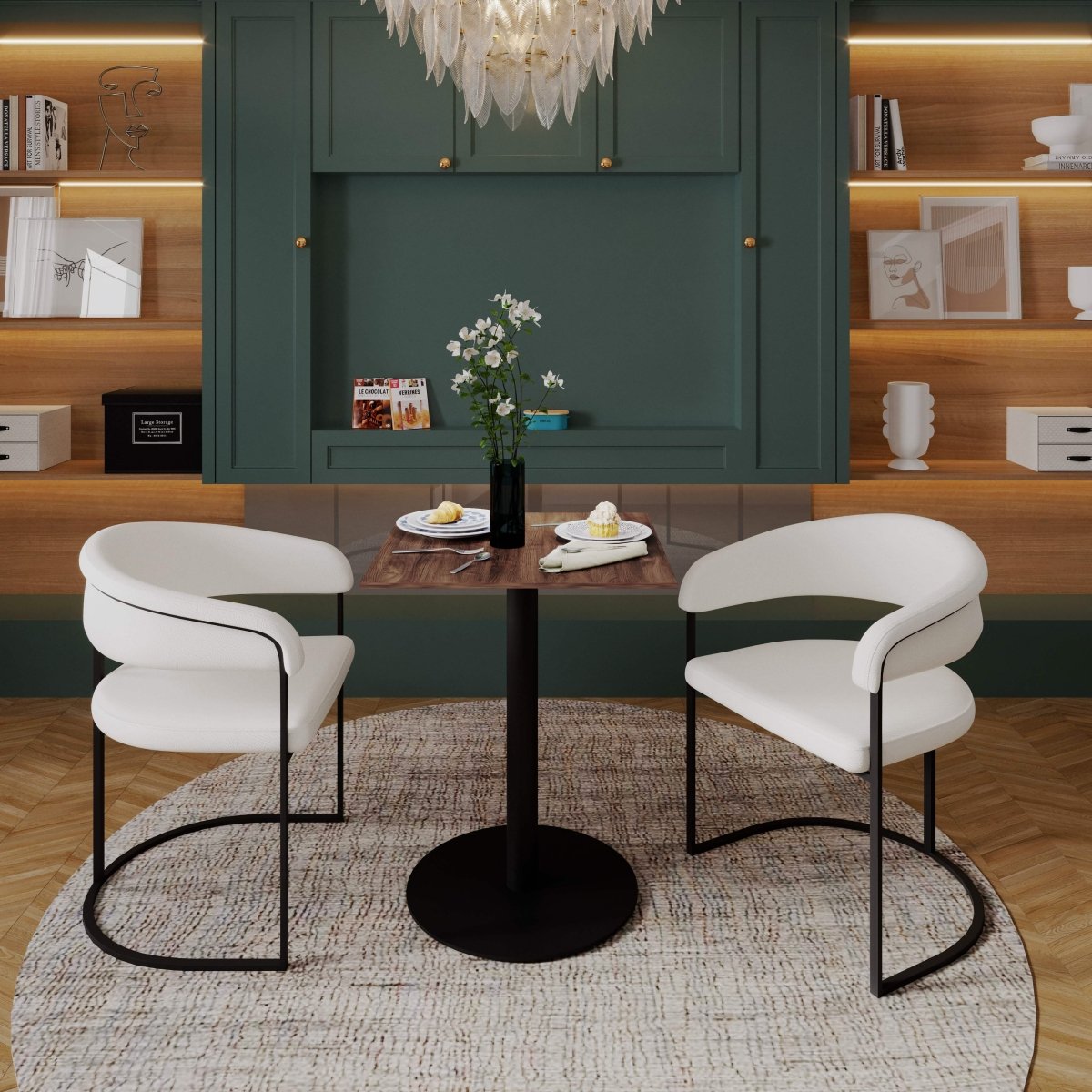 Leisuremod Dining Table Vail Collection Dining Table Black/Gold Round Base With 24" Square Black MDF Top