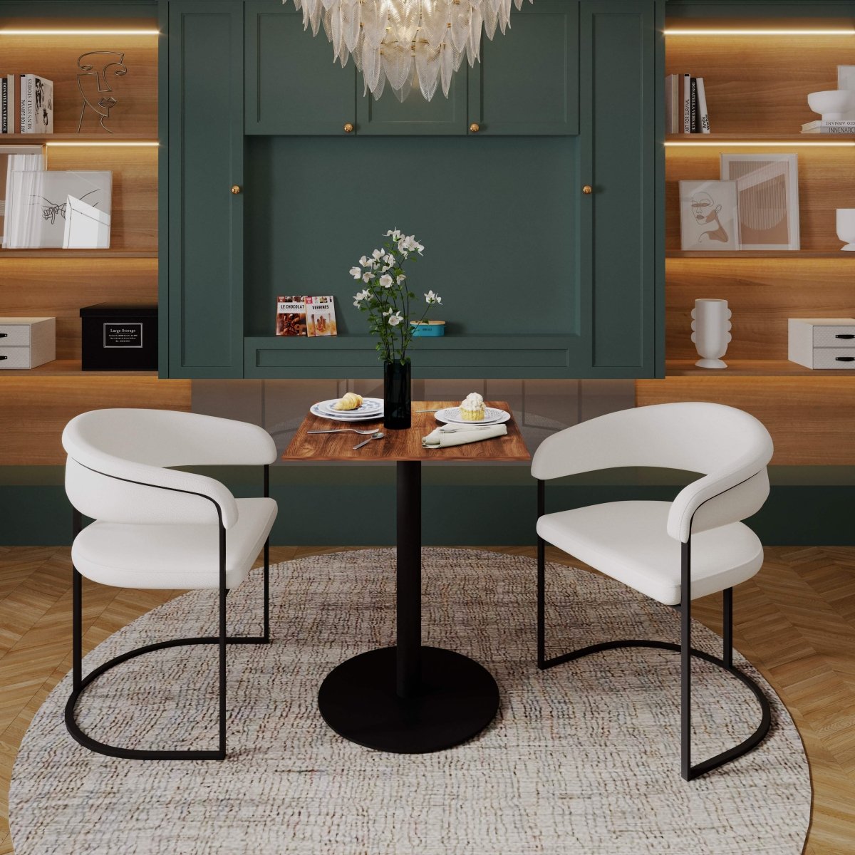 Leisuremod Dining Table Vail Collection Dining Table Black/Gold Round Base With 24" Square Black MDF Top