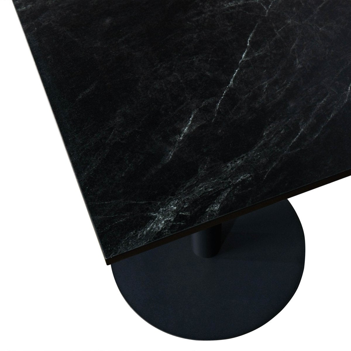 Leisuremod Dining Table Vail Collection Dining Table Black/Gold Round Base With 24" Square Black MDF Top