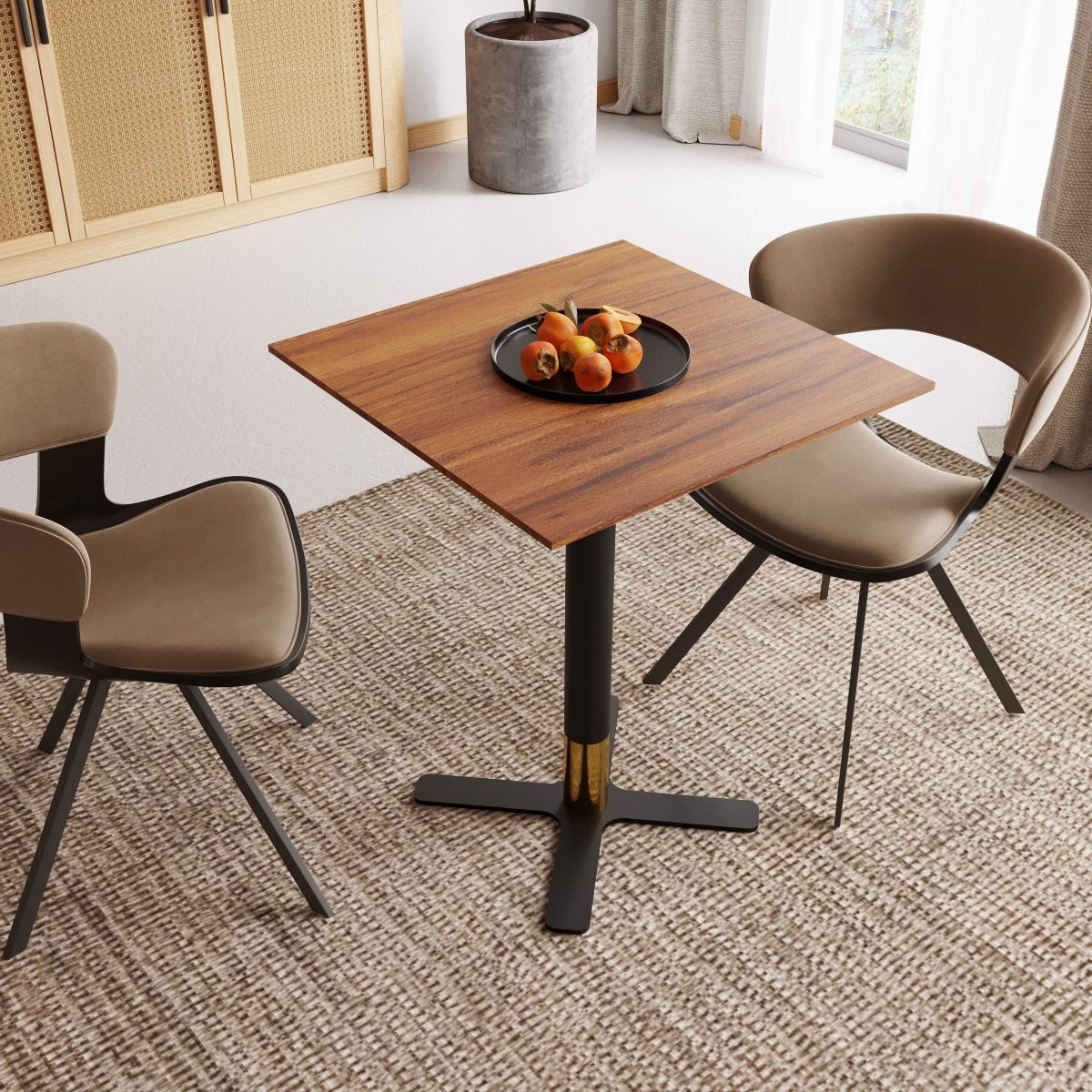 Leisuremod Dining Table Vail Collection Dining Table Black/Gold X Base With 24" Square MDF Top