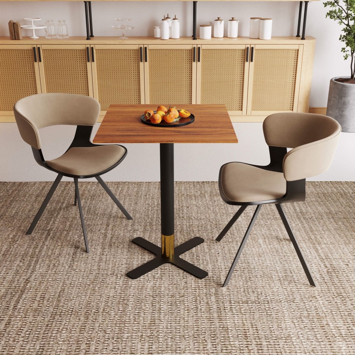Leisuremod Dining Table Vail Collection Dining Table Black/Gold X Base With 24" Square MDF Top