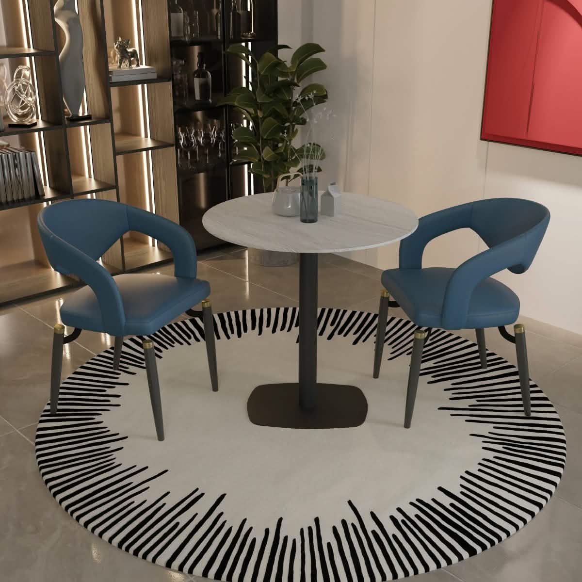 Leisuremod Dining Table Vail Collection Dining Table Black Rectangle Base With 27"/36" Round Dark Brown MDF Top