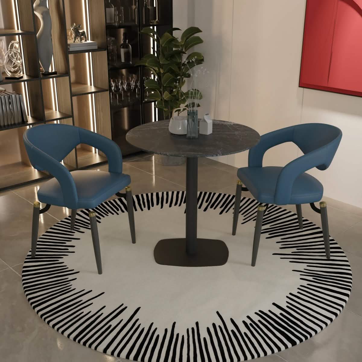 Leisuremod Dining Table Vail Collection Dining Table Black Rectangle Base With 27"/36" Round Dark Brown MDF Top