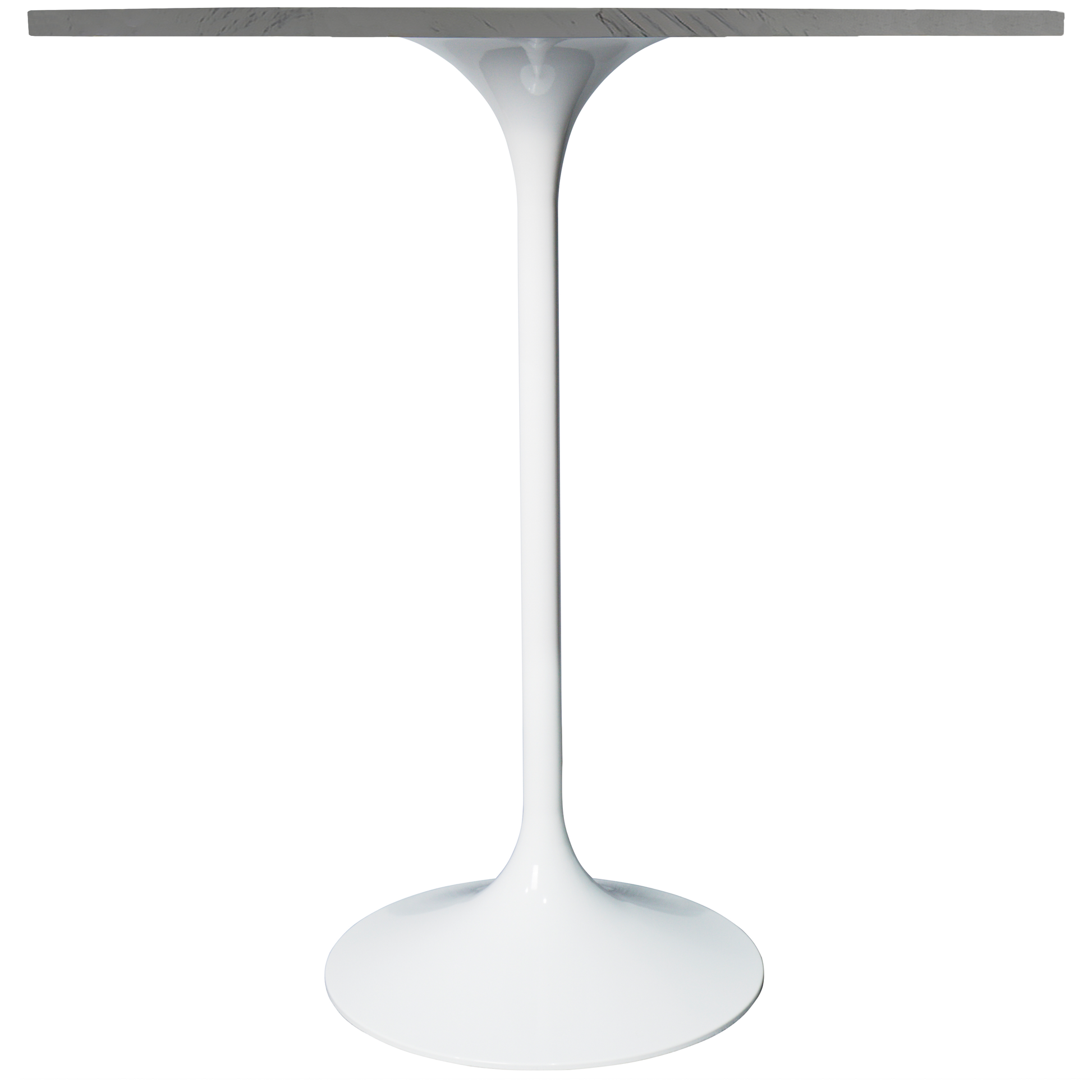 Verve Bar Height Dining Table with Round MDF/Sintered Stone/Resin Top and White Stainless Steel Pedestal Base Resin 36 Inches Wide White Marbleized Dining Table Leisuremod