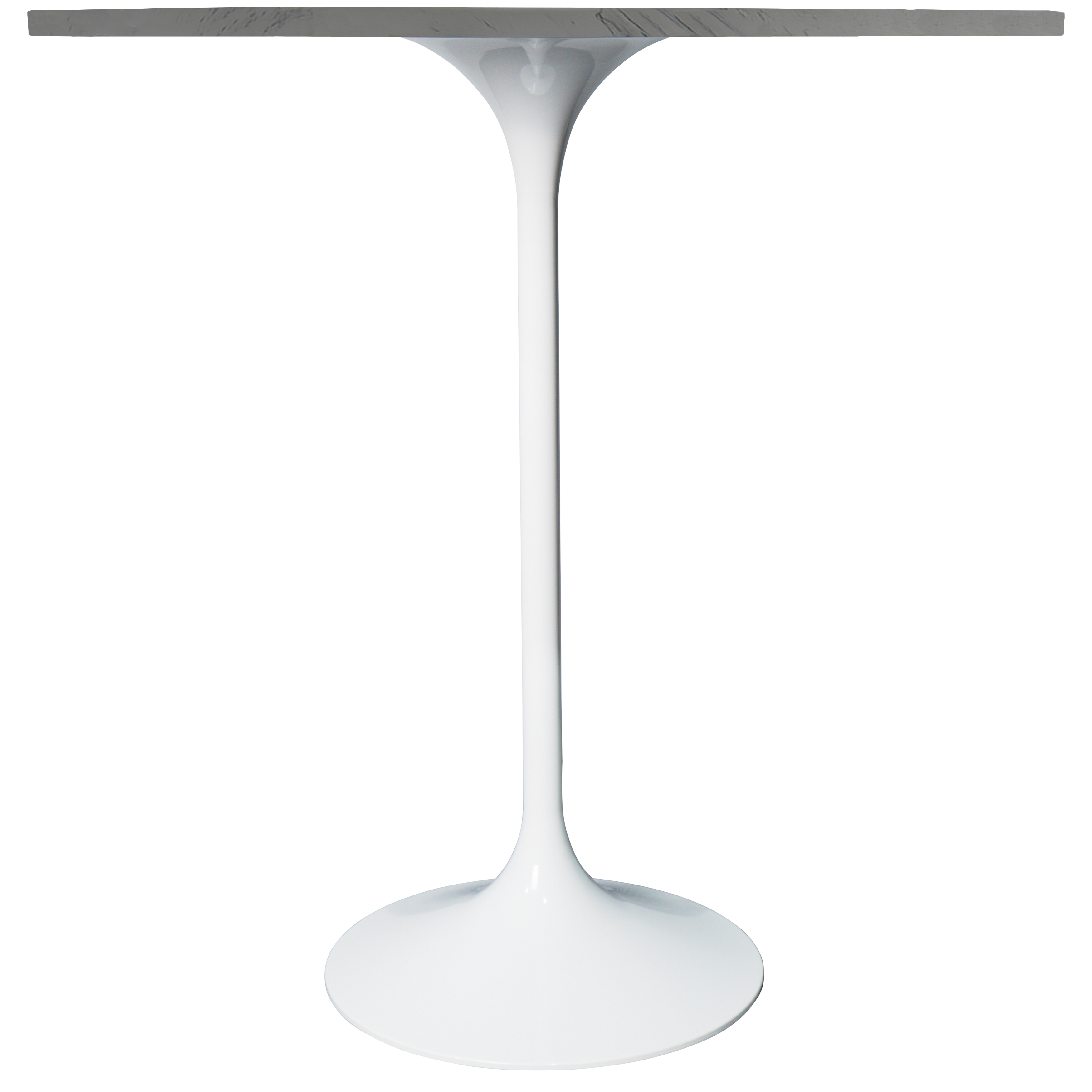 Verve Bar Height Dining Table with Round MDF/Sintered Stone/Resin Top and White Stainless Steel Pedestal Base Resin 36 Inches Wide White Marbleized Dining Table Leisuremod