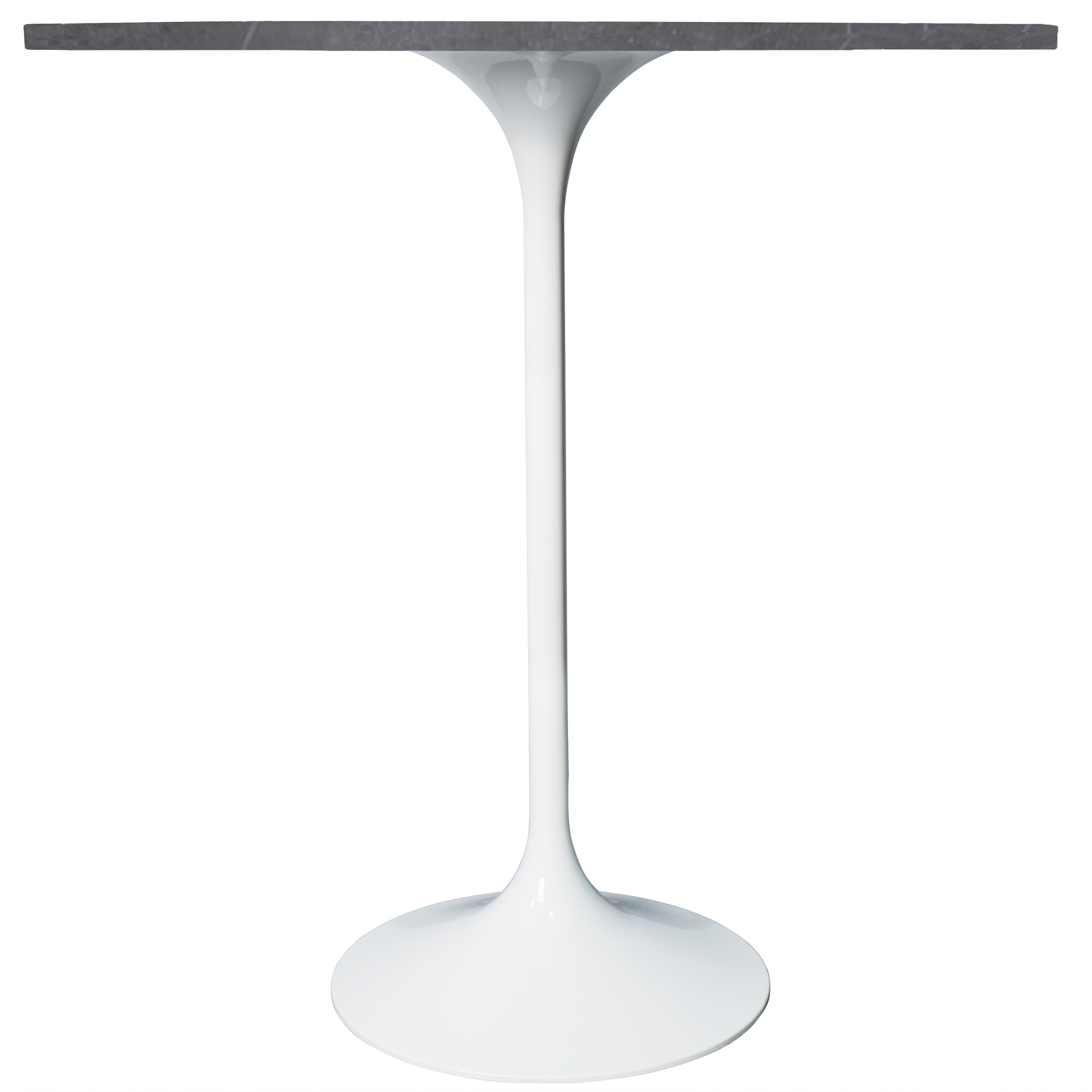 Verve Bar Height Dining Table with Round MDF/Sintered Stone/Resin Top and White Stainless Steel Pedestal Base Sintered Stone 36 Inches Wide Marble Grey Dining Table Leisuremod