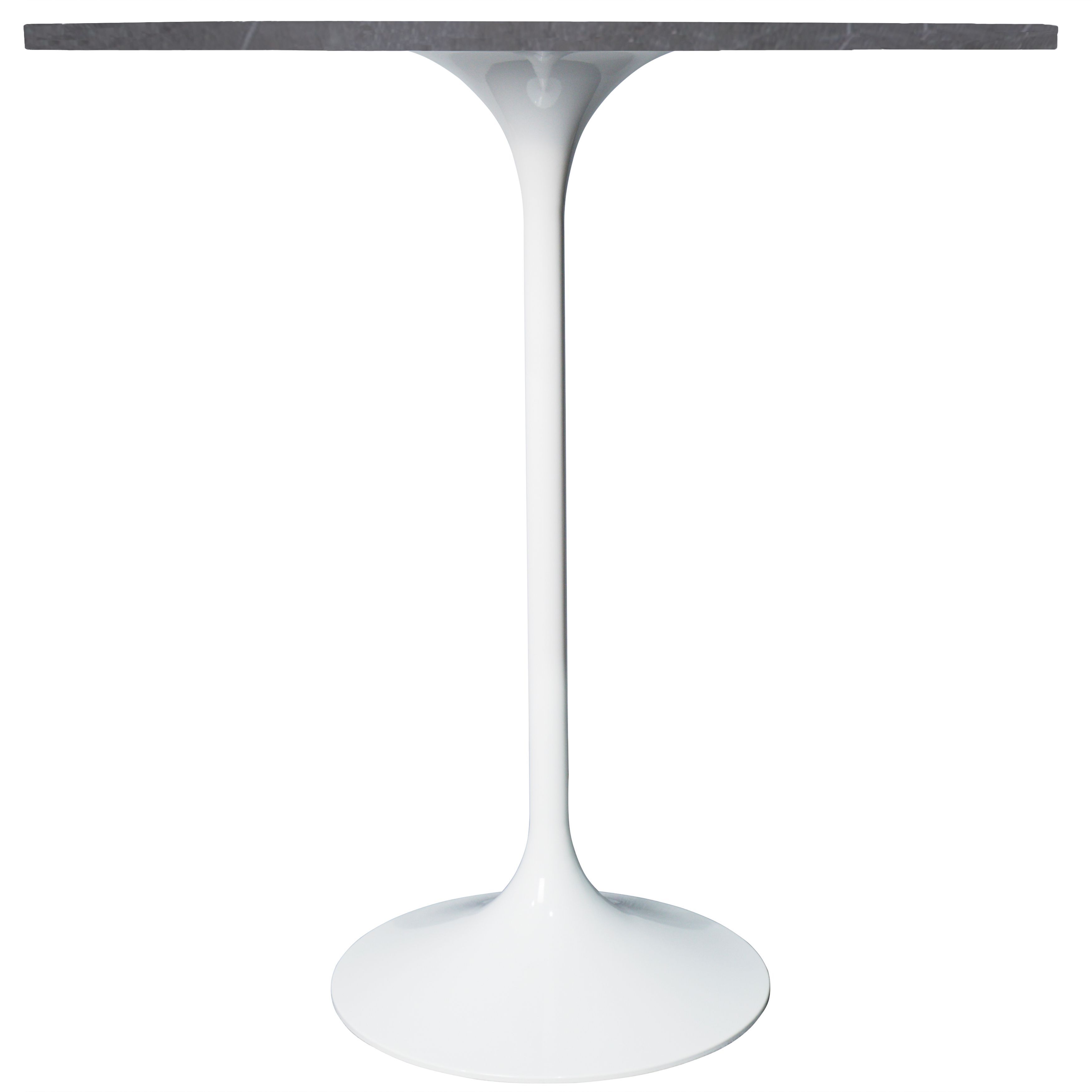 Verve Bar Height Dining Table with Round MDF/Sintered Stone/Resin Top and White Stainless Steel Pedestal Base Sintered Stone 36 Inches Wide Marble Grey Dining Table Leisuremod