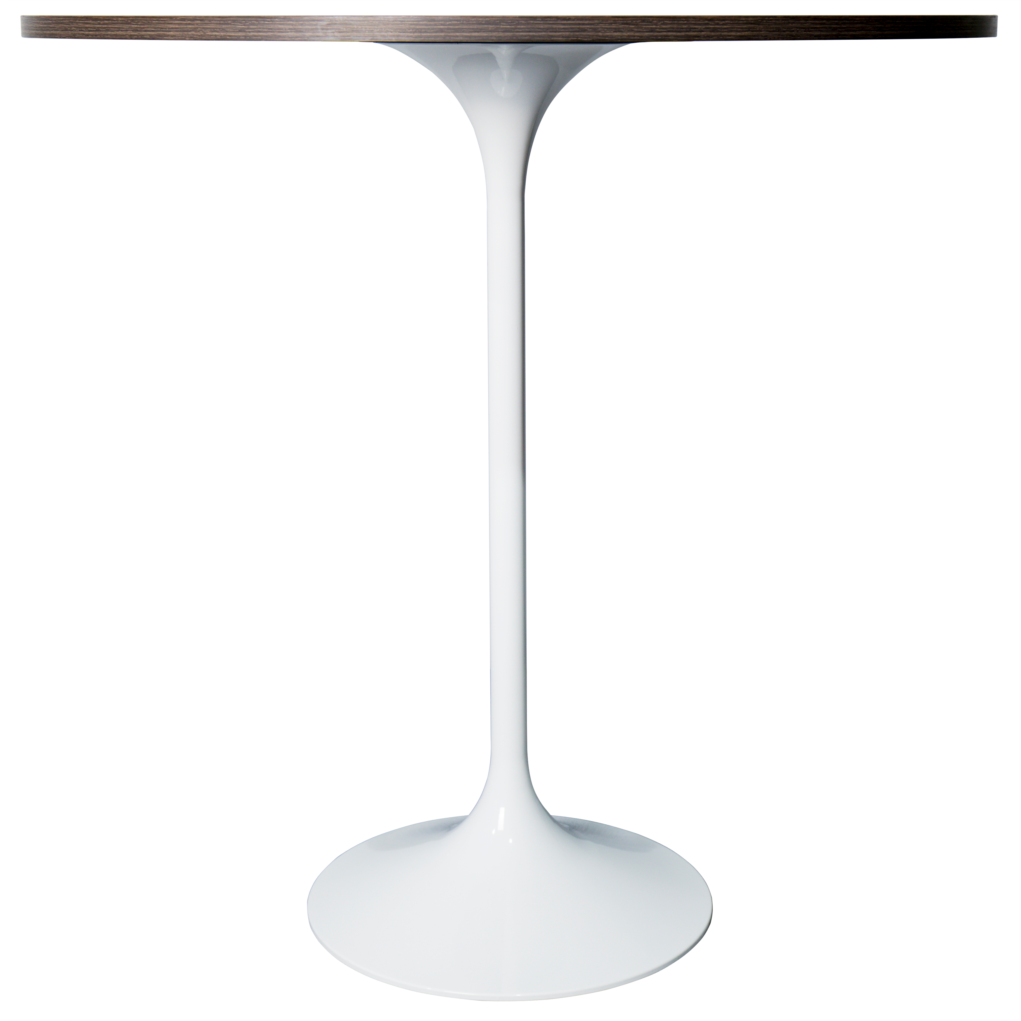 Verve Bar Height Dining Table with Round MDF/Sintered Stone/Resin Top and White Stainless Steel Pedestal Base MDF 36 Inches Wide Dark Walnut Dining Table Leisuremod