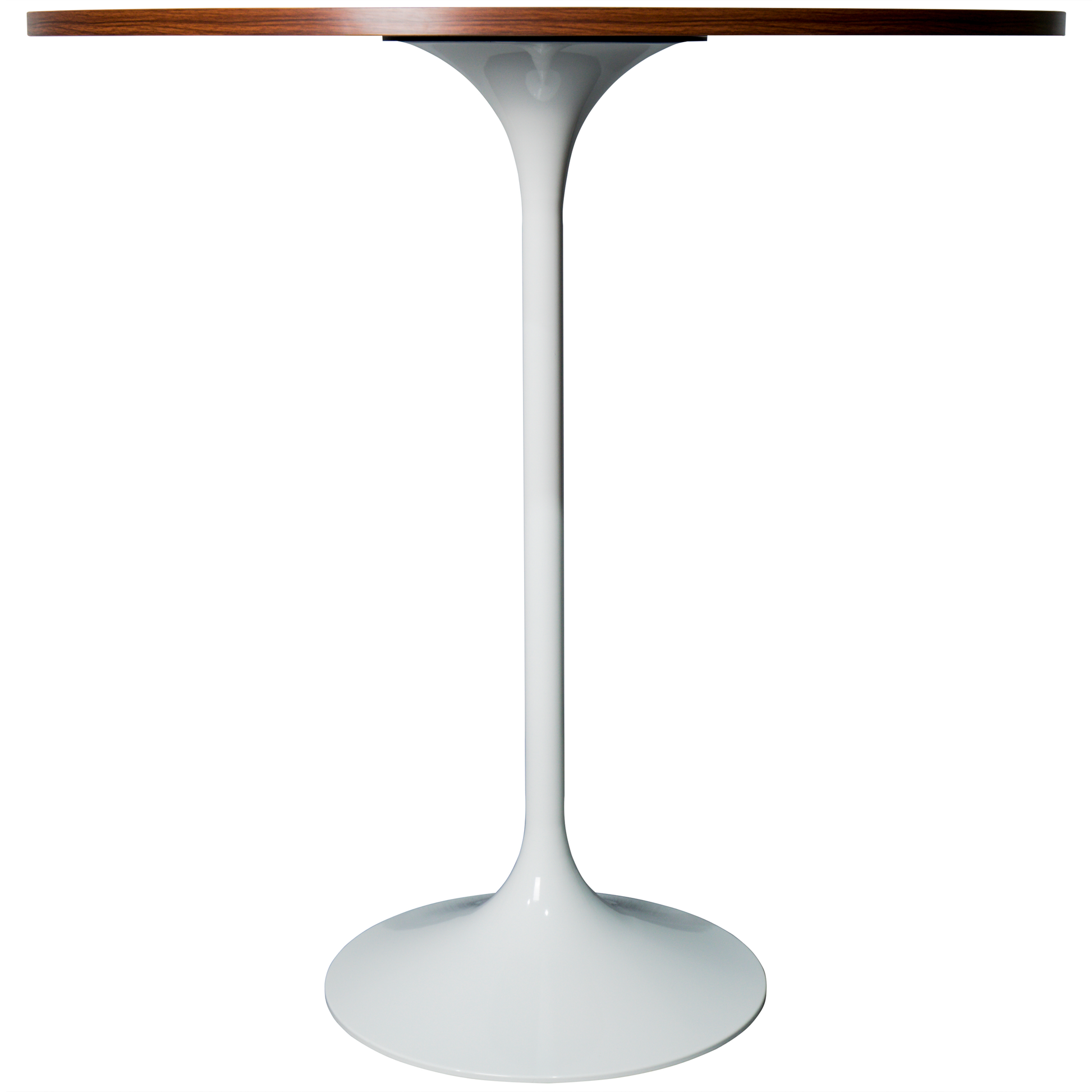 Verve Bar Height Dining Table with Round MDF/Sintered Stone/Resin Top and White Stainless Steel Pedestal Base MDF 36 Inches Wide Cognac Brown Dining Table Leisuremod