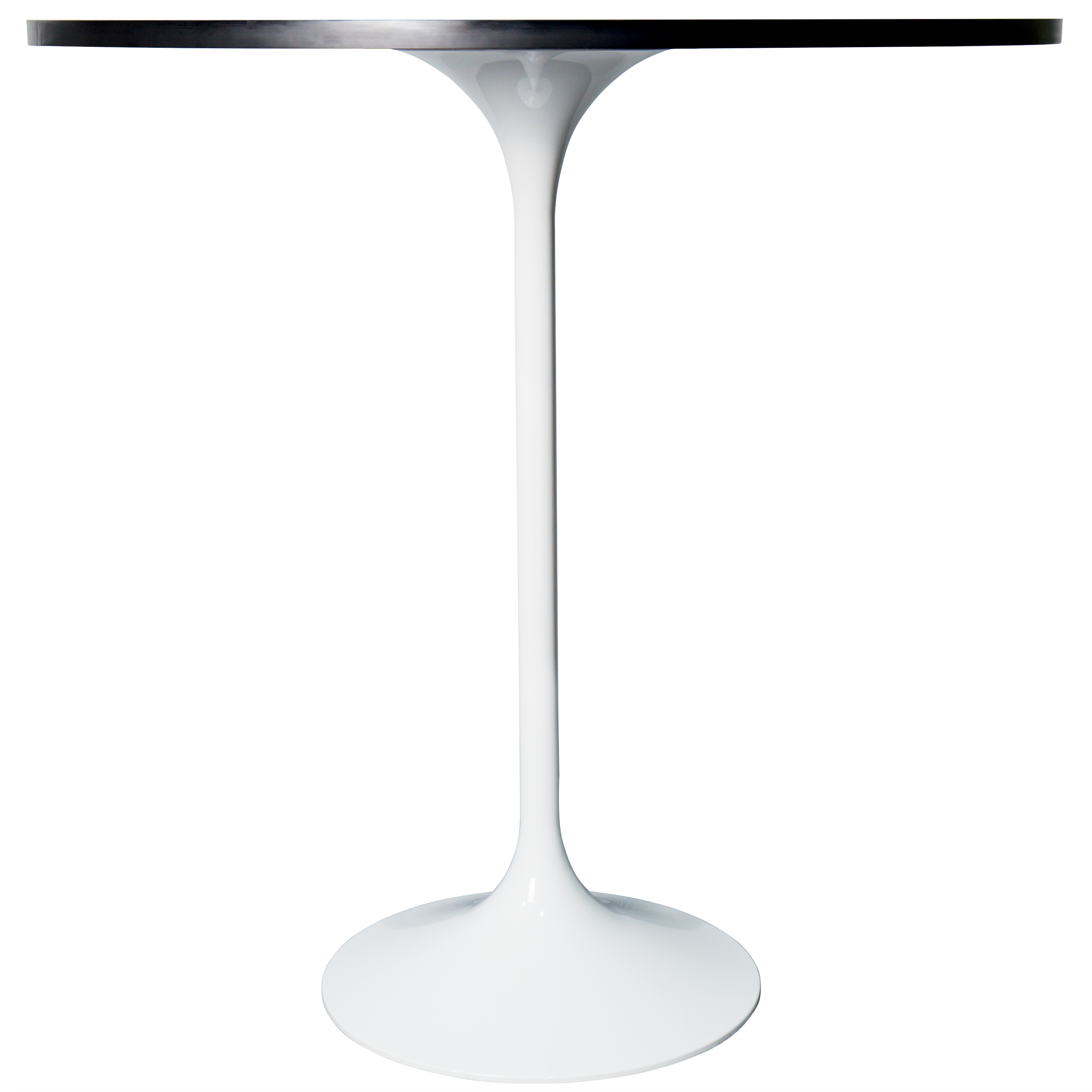 Verve Bar Height Dining Table with Round MDF/Sintered Stone/Resin Top and White Stainless Steel Pedestal Base MDF 36 Inches Wide Black Marbleized Dining Table Leisuremod