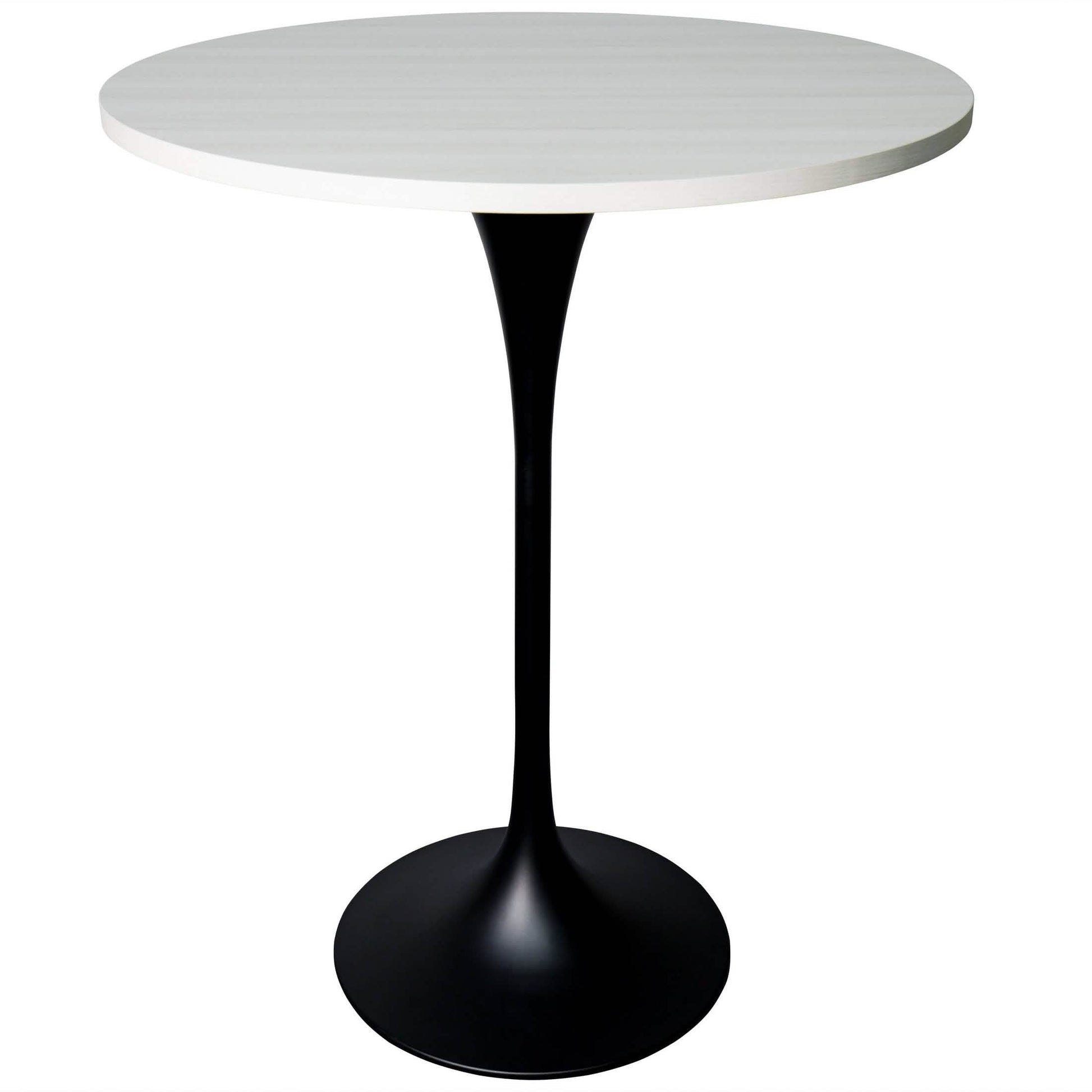 Verve Bar Height Dining Table with Round MDF/Sintered Stone/Resin Top & Black Stainless Steel Base 27 Inches Wide Black Marbleized Dining Table Leisuremod