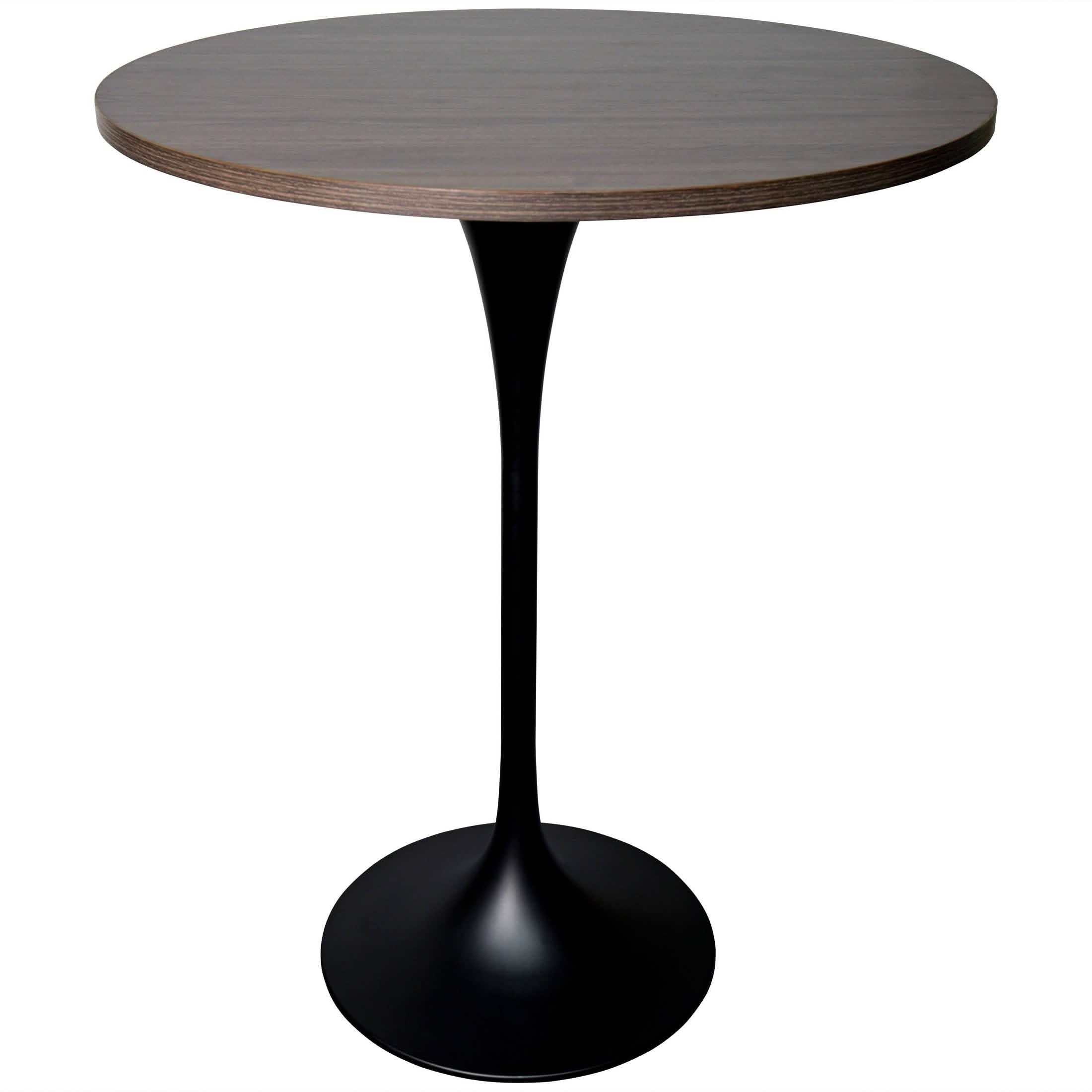 Verve Bar Height Dining Table with Round MDF/Sintered Stone/Resin Top & Black Stainless Steel Base 27 Inches Wide Black Marbleized Dining Table Leisuremod