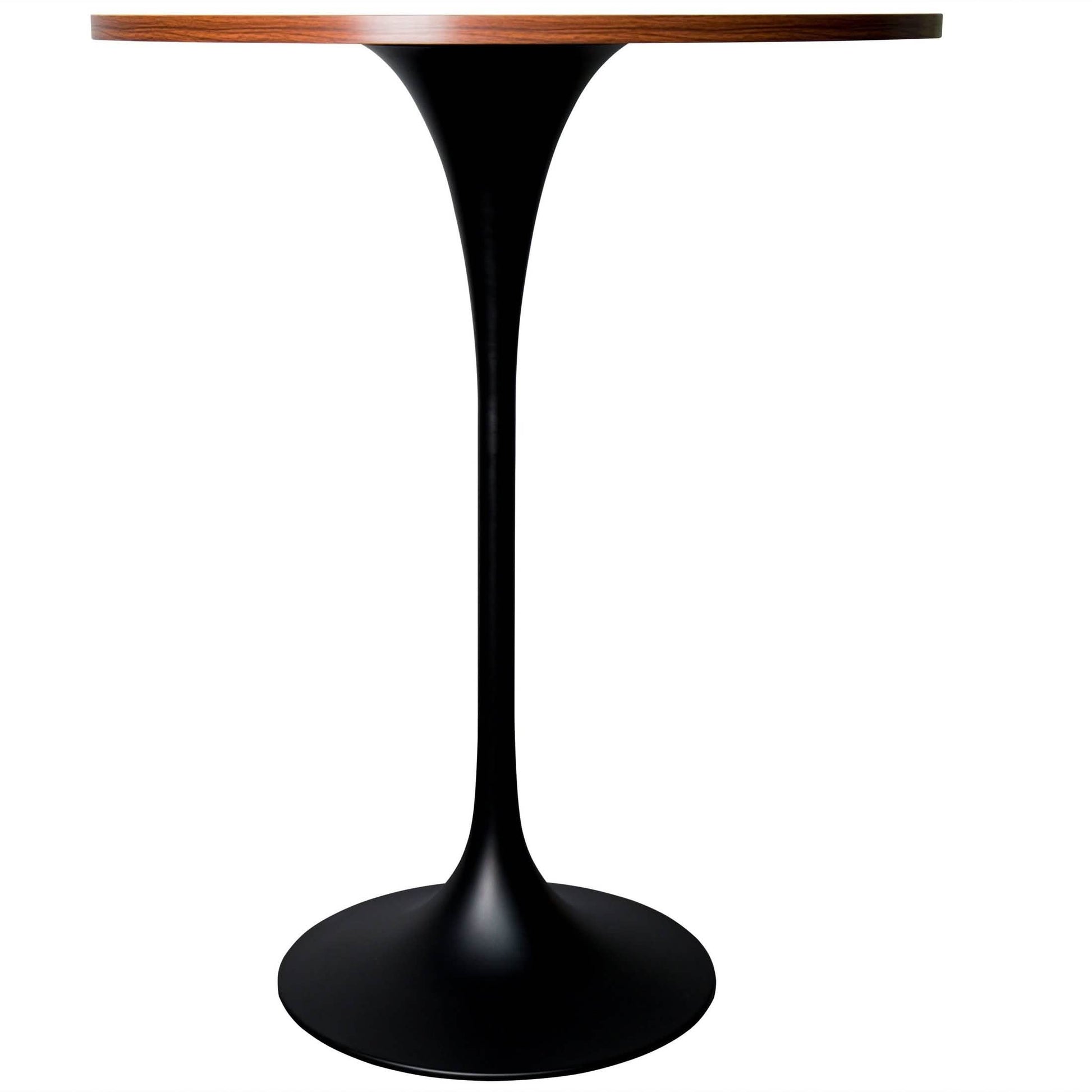 Verve Bar Height Dining Table with Round MDF/Sintered Stone/Resin Top & Black Stainless Steel Base 27 Inches Wide Black Marbleized Dining Table Leisuremod