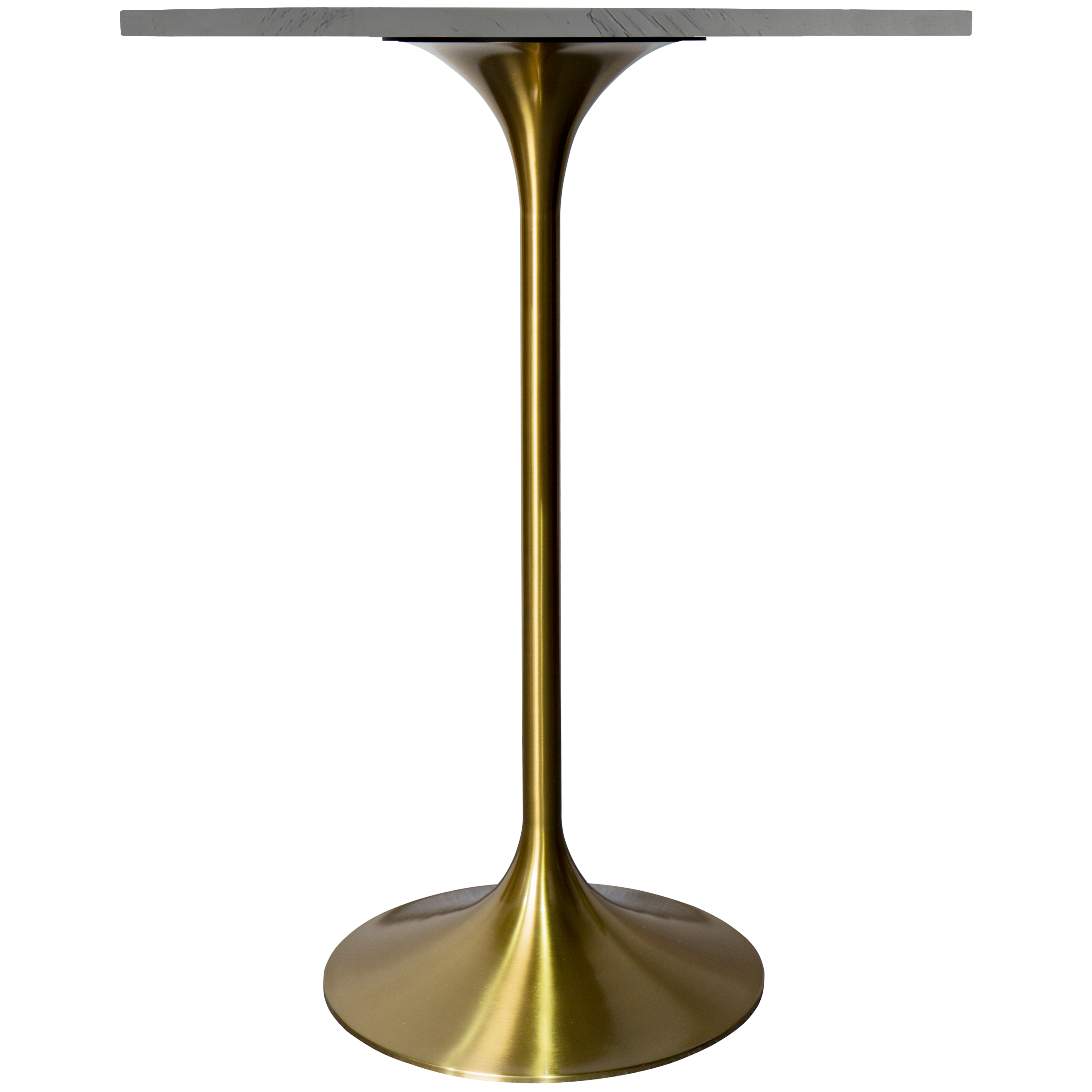 Verve Bar Height Dining Table with Round MDF/Sintered Stone/Resin Top & Gold Stainless Steel Base Resin 27 Inches Wide White Marbleized Dining Table Leisuremod