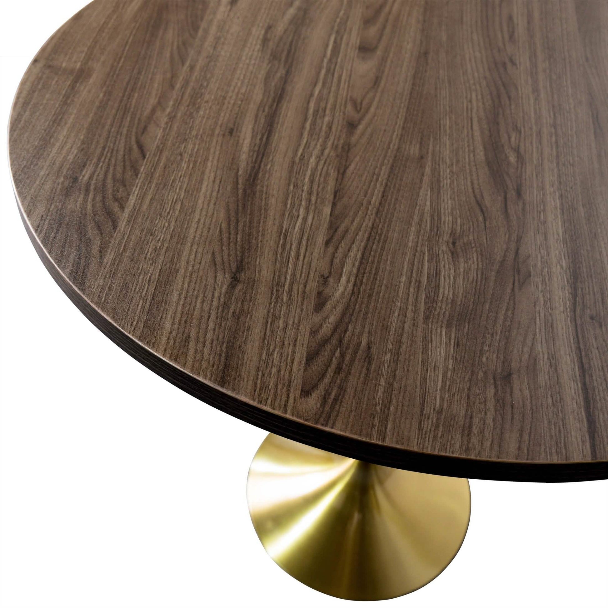 Verve Bar Height Dining Table with Round MDF/Sintered Stone/Resin Top & Gold Stainless Steel Base Sintered Stone 27 Inches Wide Black Marbleized Dining Table Leisuremod