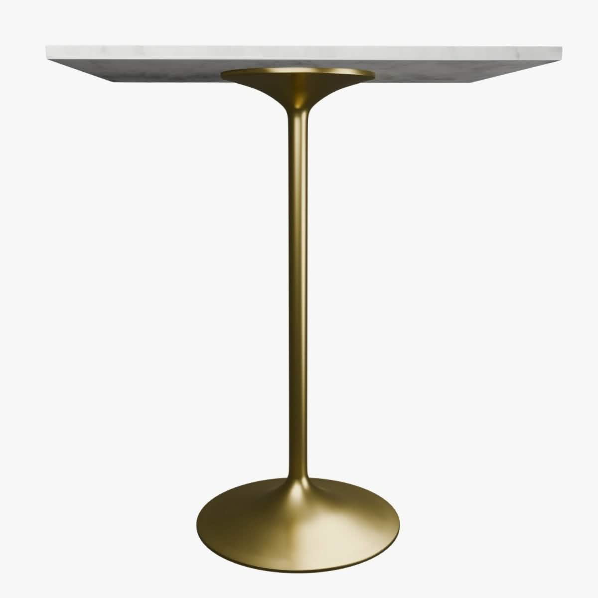 Verve Bar Height Dining Table with Square Resin Top and Black/Gold/White Stainless Steel Base 36 Inches Wide Gold Dining Table Leisuremod