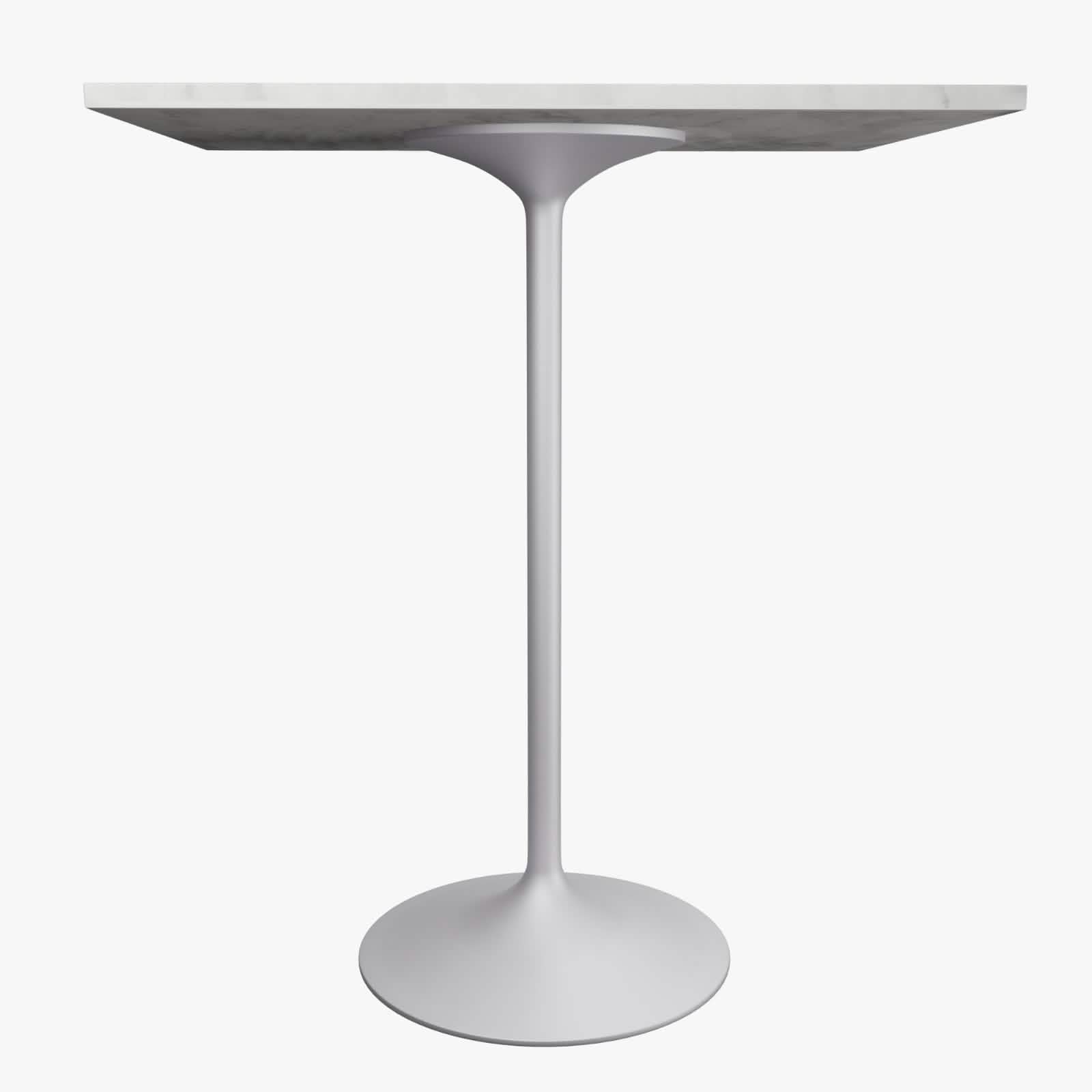 Verve Bar Height Dining Table with Square Resin Top and Black/Gold/White Stainless Steel Base 36 Inches Wide White Dining Table Leisuremod
