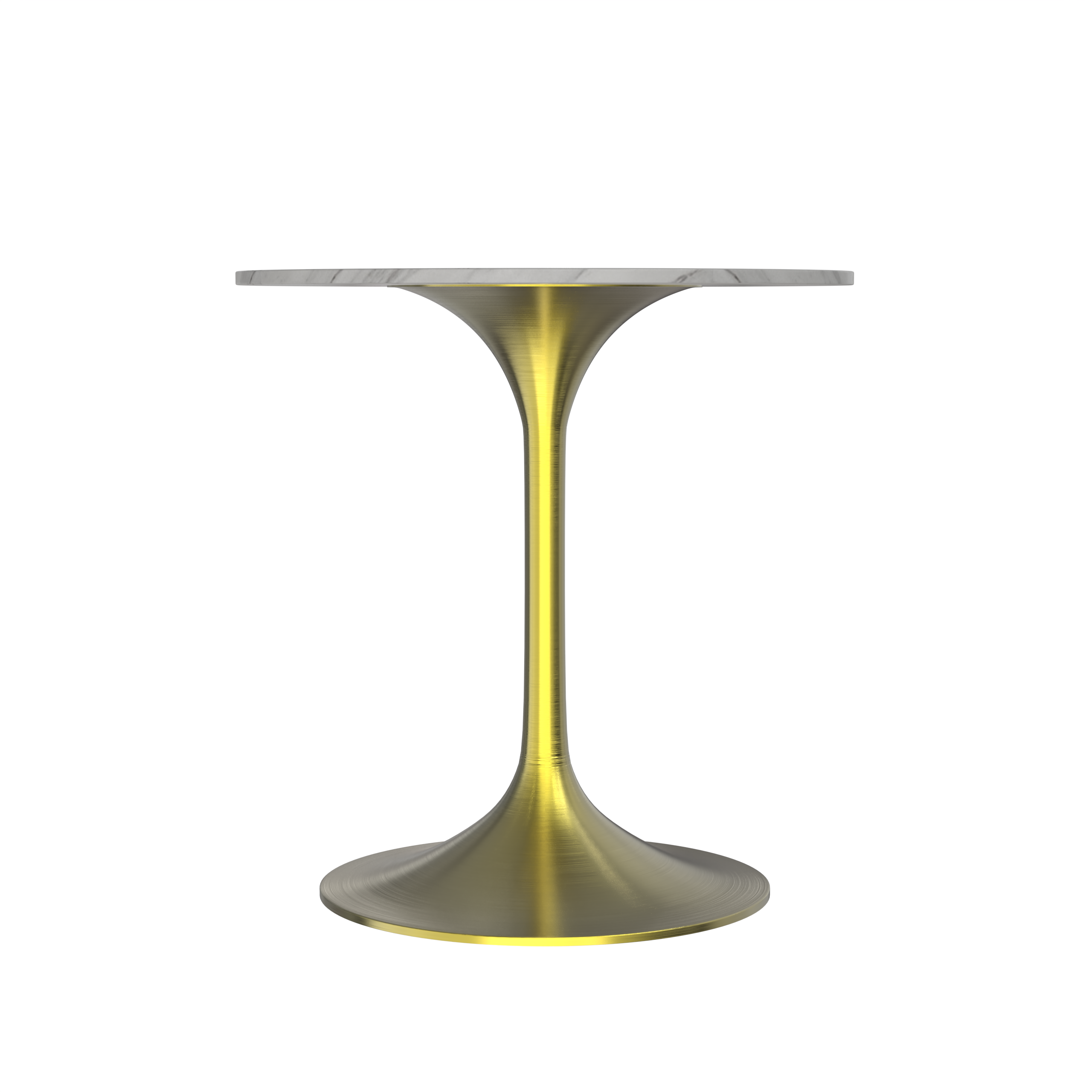 Leisuremod Dining Table Verve Round Dining Table with MDF/Sintered Stone/Resin Tabletop in Gold Stainless Steel Pedestal Base
