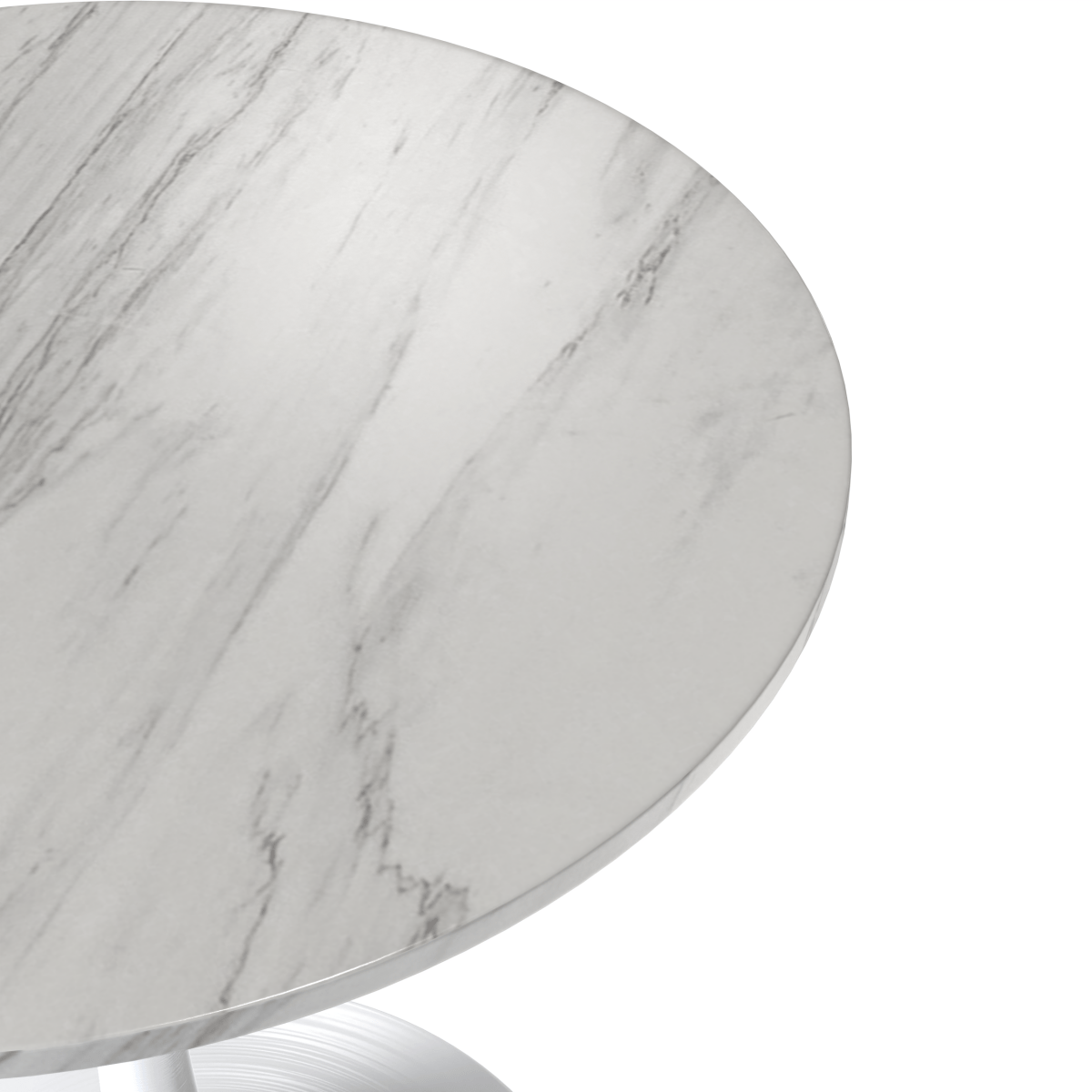 Leisuremod Dining Table Verve Round Dining Table with MDF/Sintered Stone/Resin Tabletop in White Stainless Steel Pedestal Base